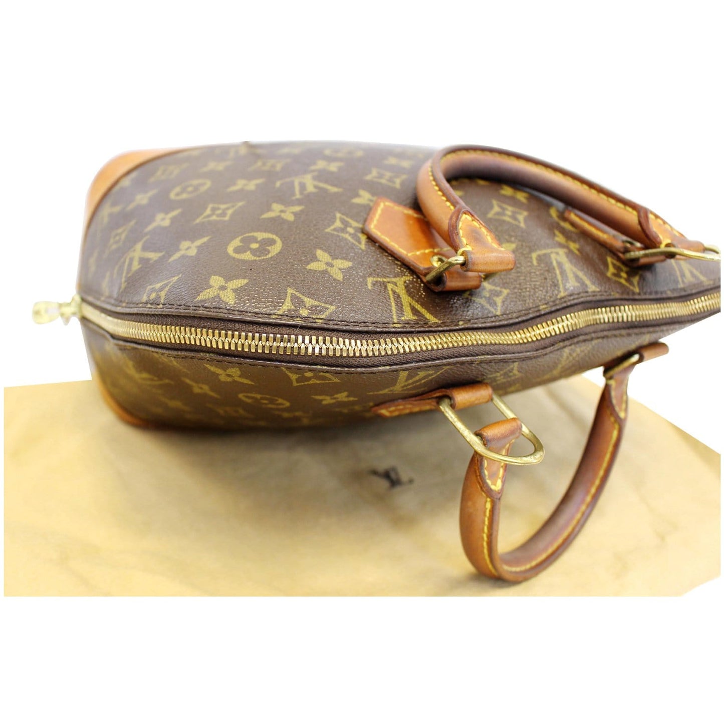 LOUIS VUITTON Alma Monogram Canvas Satchel Bag Brown