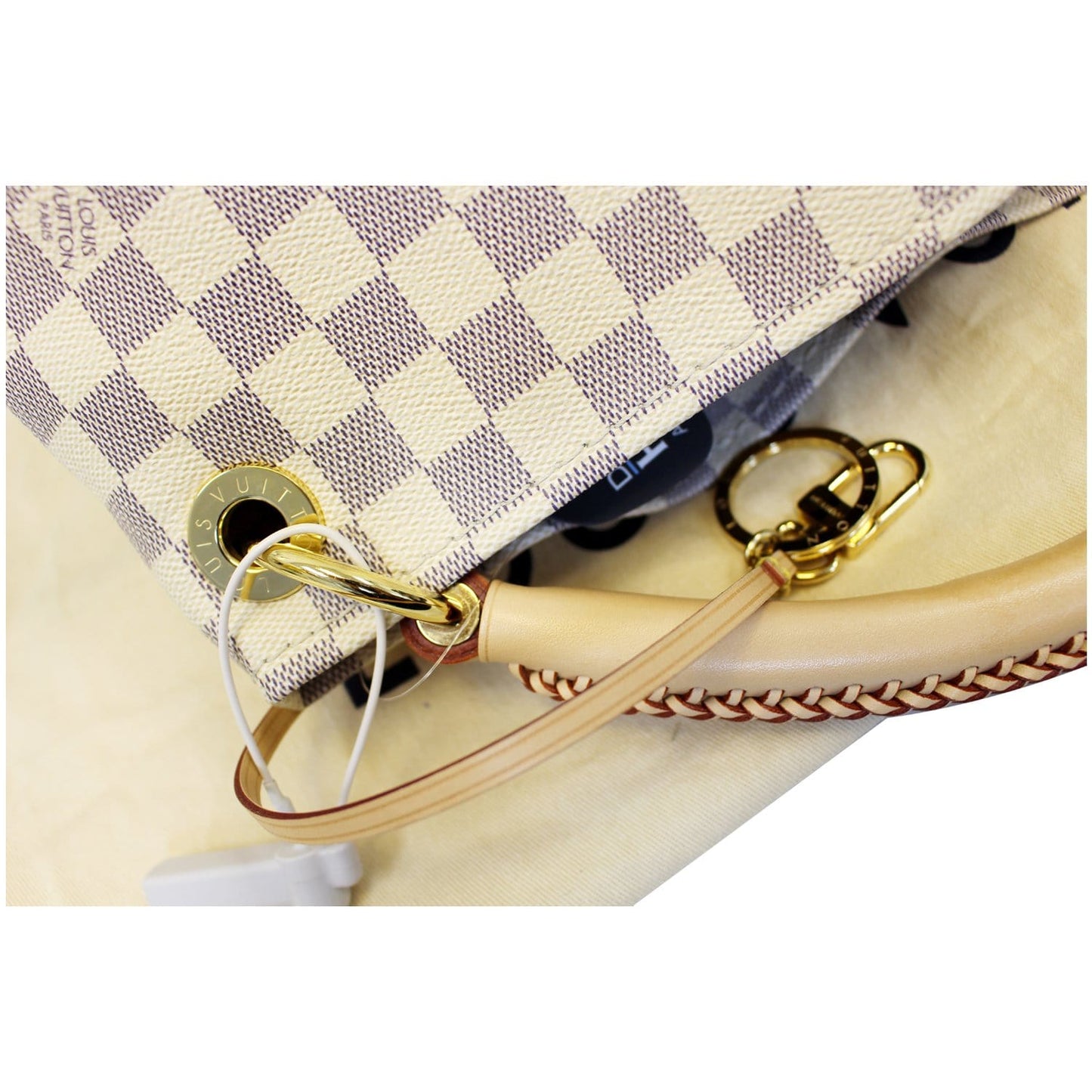 LOUIS VUITTON Artsy MM Damier Azur Shoulder Bag White