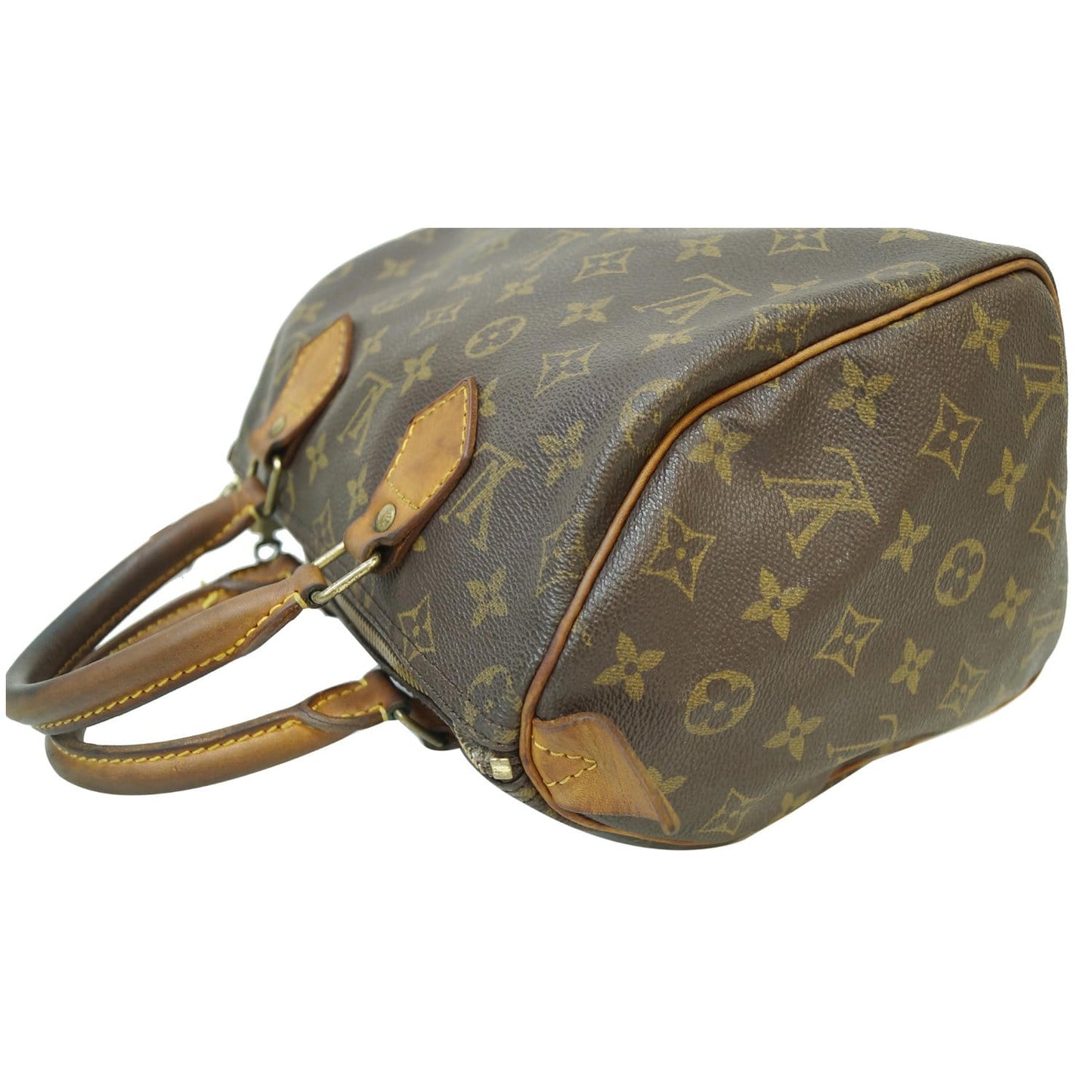 LOUIS VUITTON Speedy 25 Monogram Canvas Satchel Bag Brown