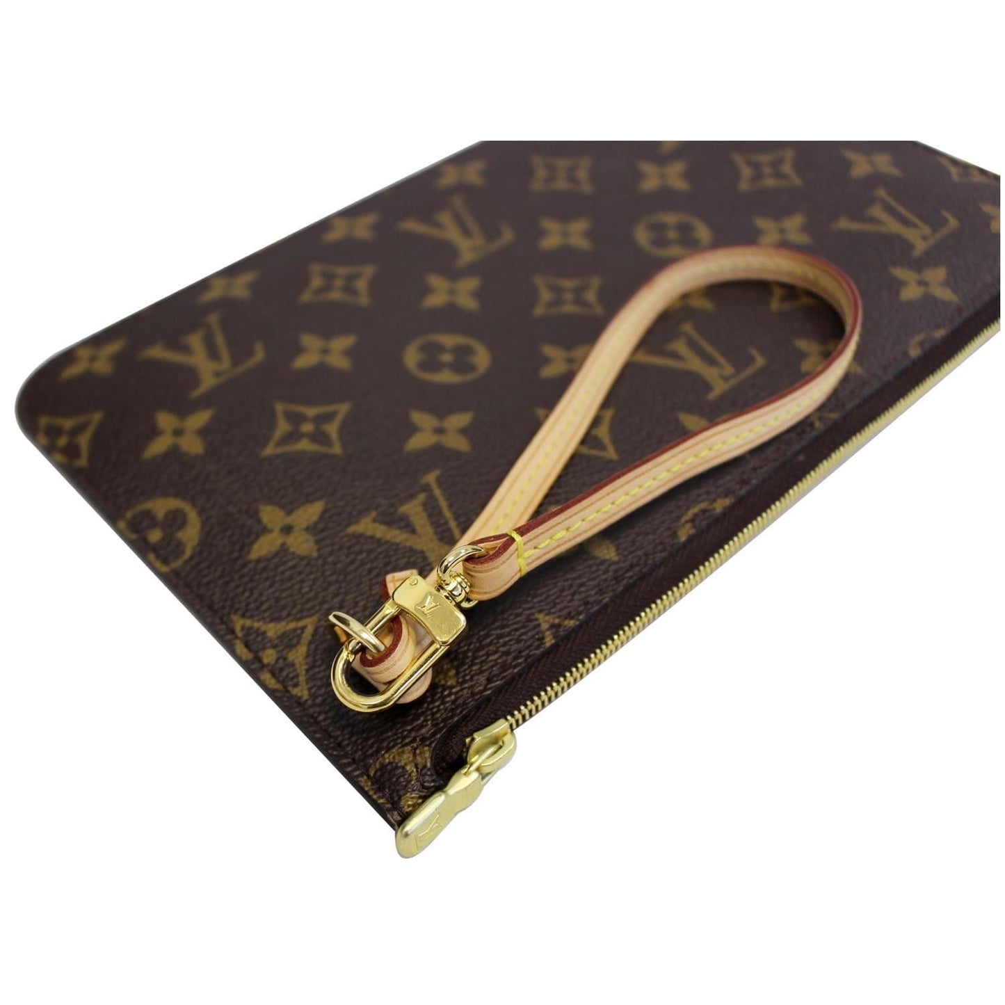 LOUIS VUITTON Pochette Wristlet Pouch Monogram Canvas Neverfull MM Brown