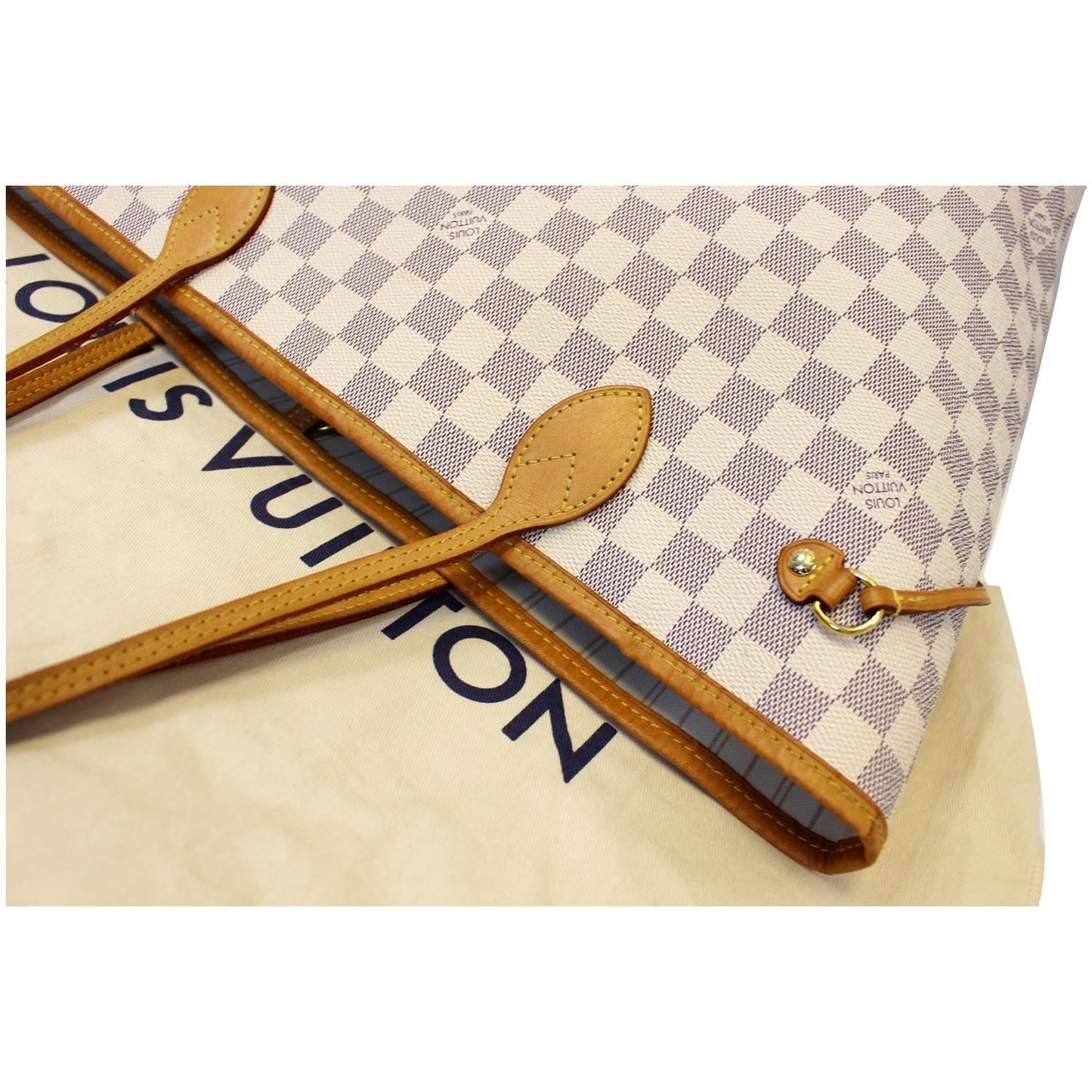 LOUIS VUITTON Neverfull MM Damier Azur Tote Shoulder Bag