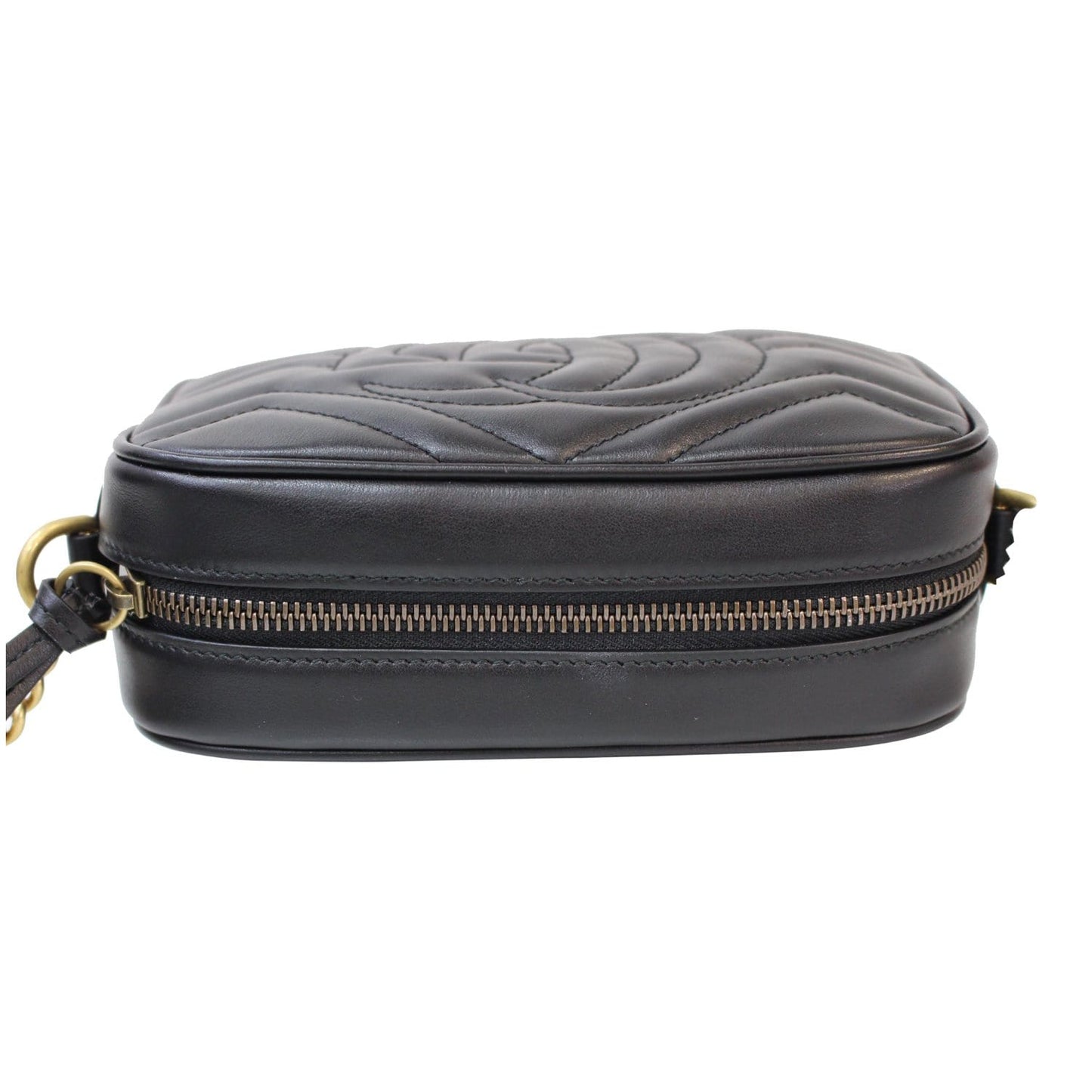 GUCCI GG Marmont Matelasse Mini Leather Crossbody Bag Black 448065