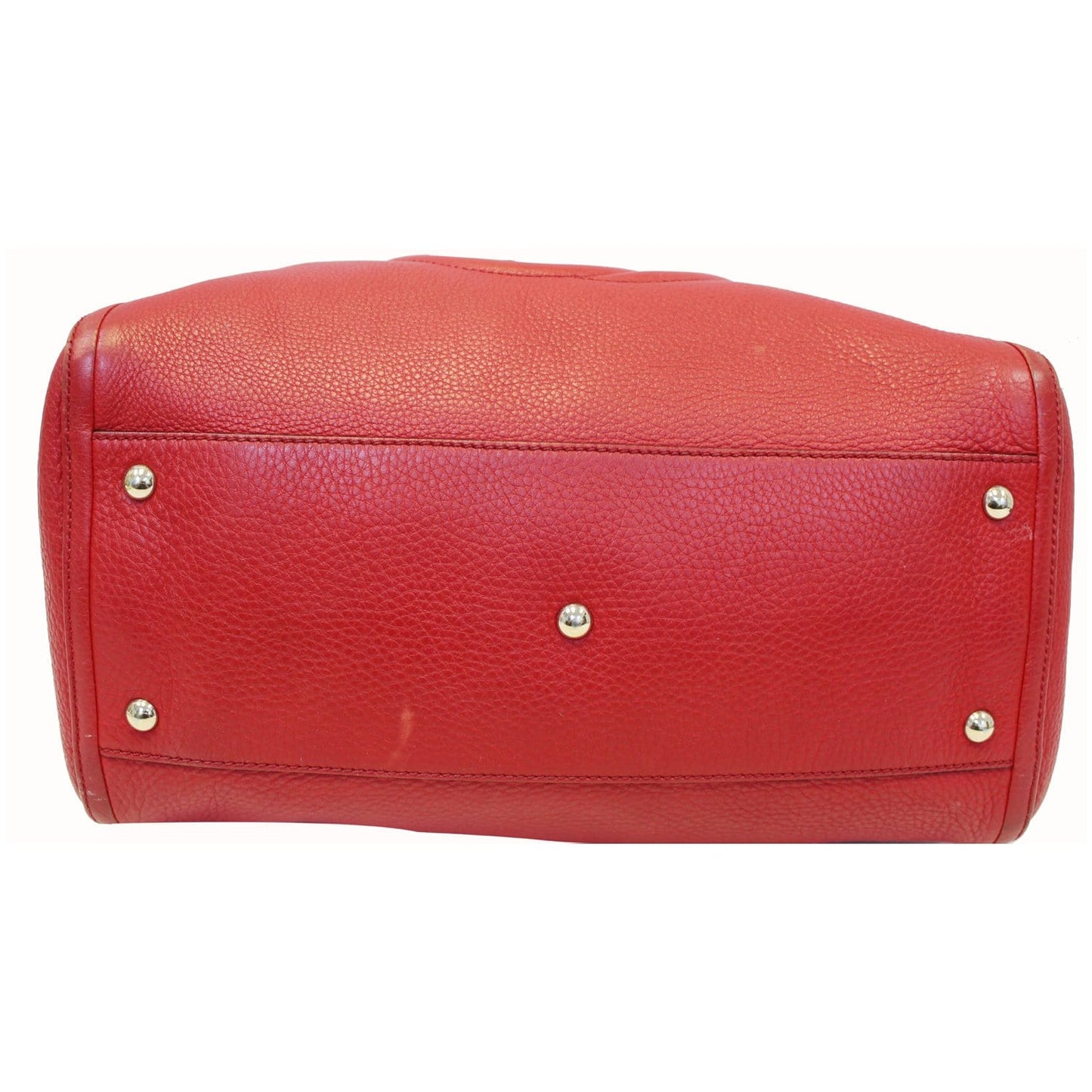 GUCCI Soho Top Handle Pebbled Leather Tote Bag Red