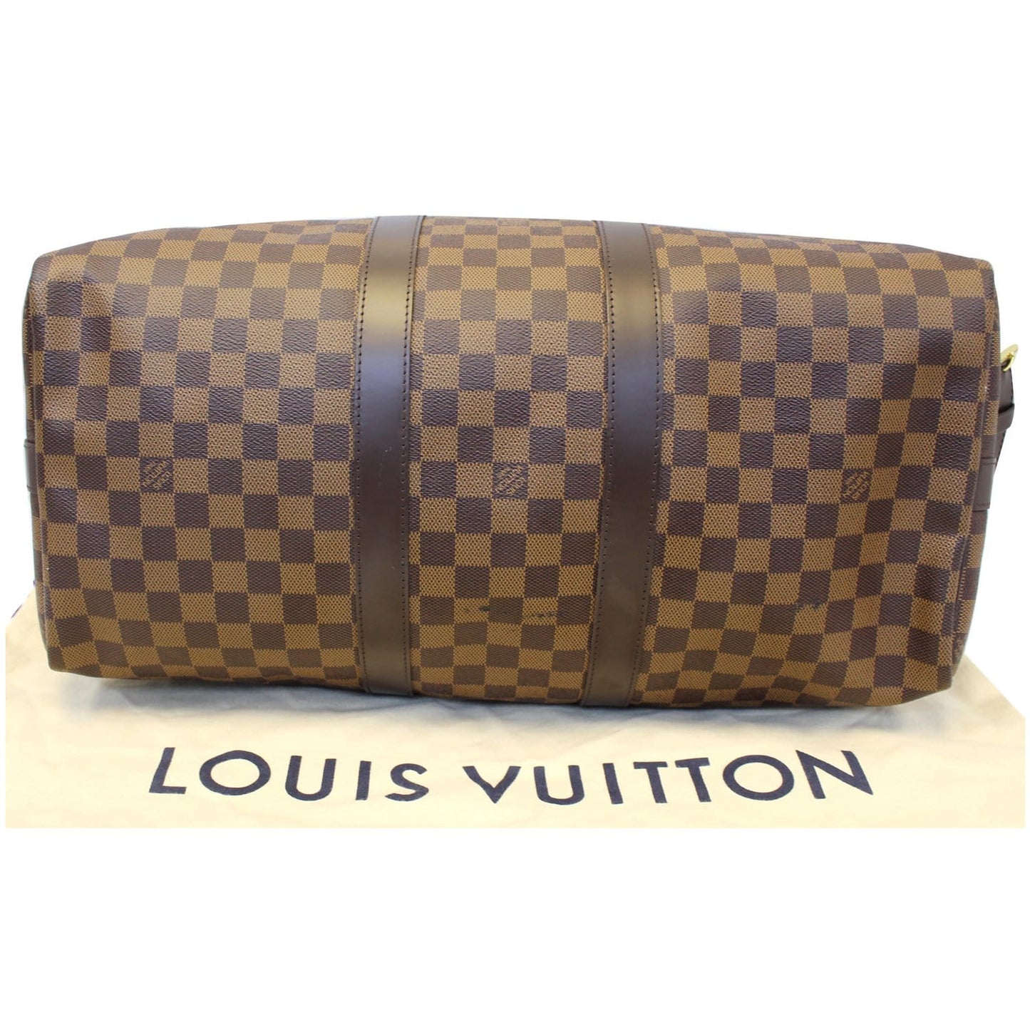 LOUIS VUITTON Keepall 45 Bandouliere Damier Ebene Travel Bag Brown