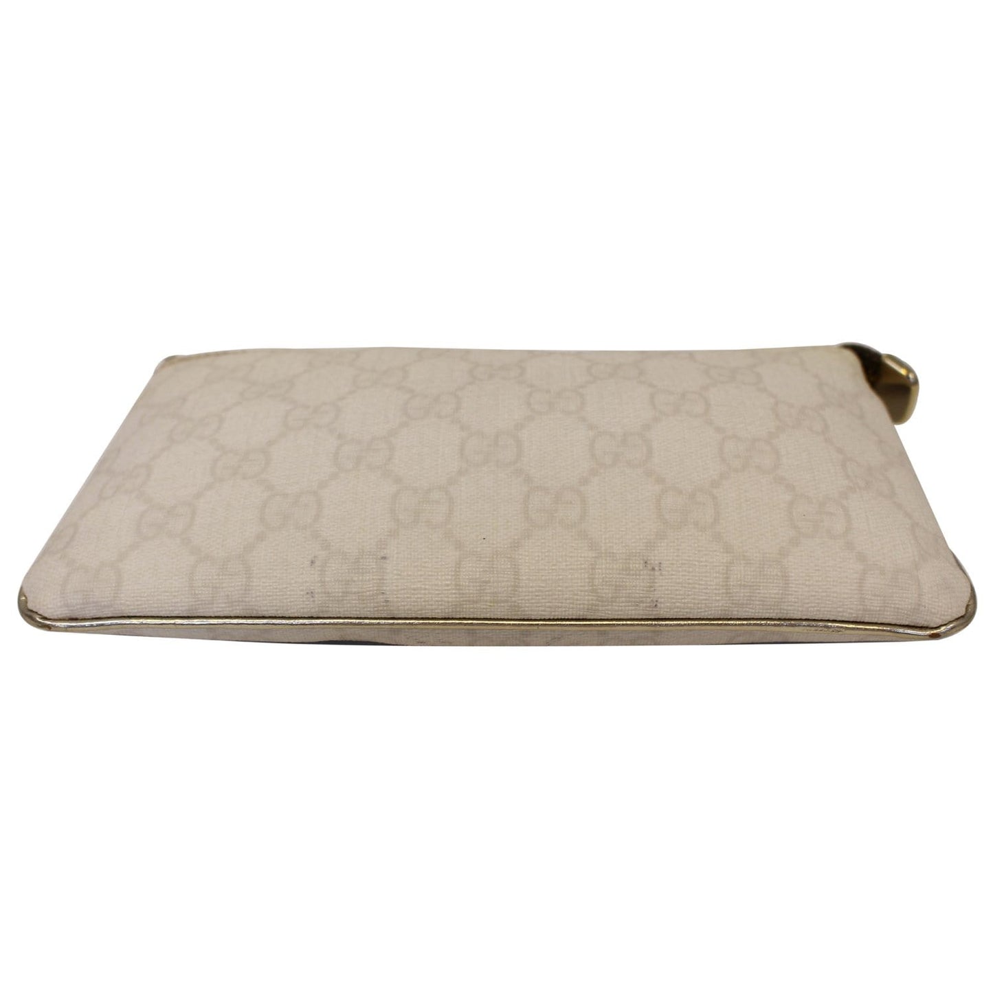 GUCCI GG Canvas Wristlet Pochette Clutch Bag White 190553
