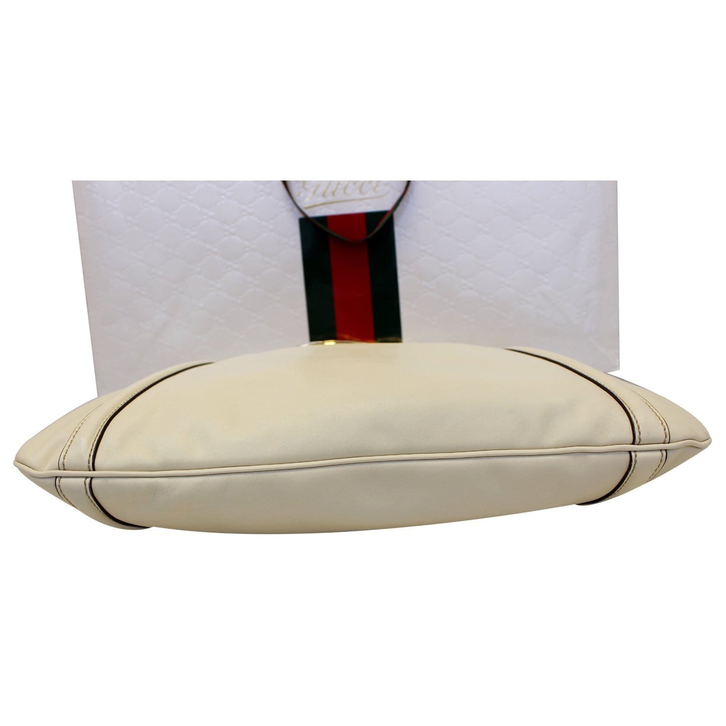 GUCCI Britt White Leather Hobo Shoulder Bag 162740