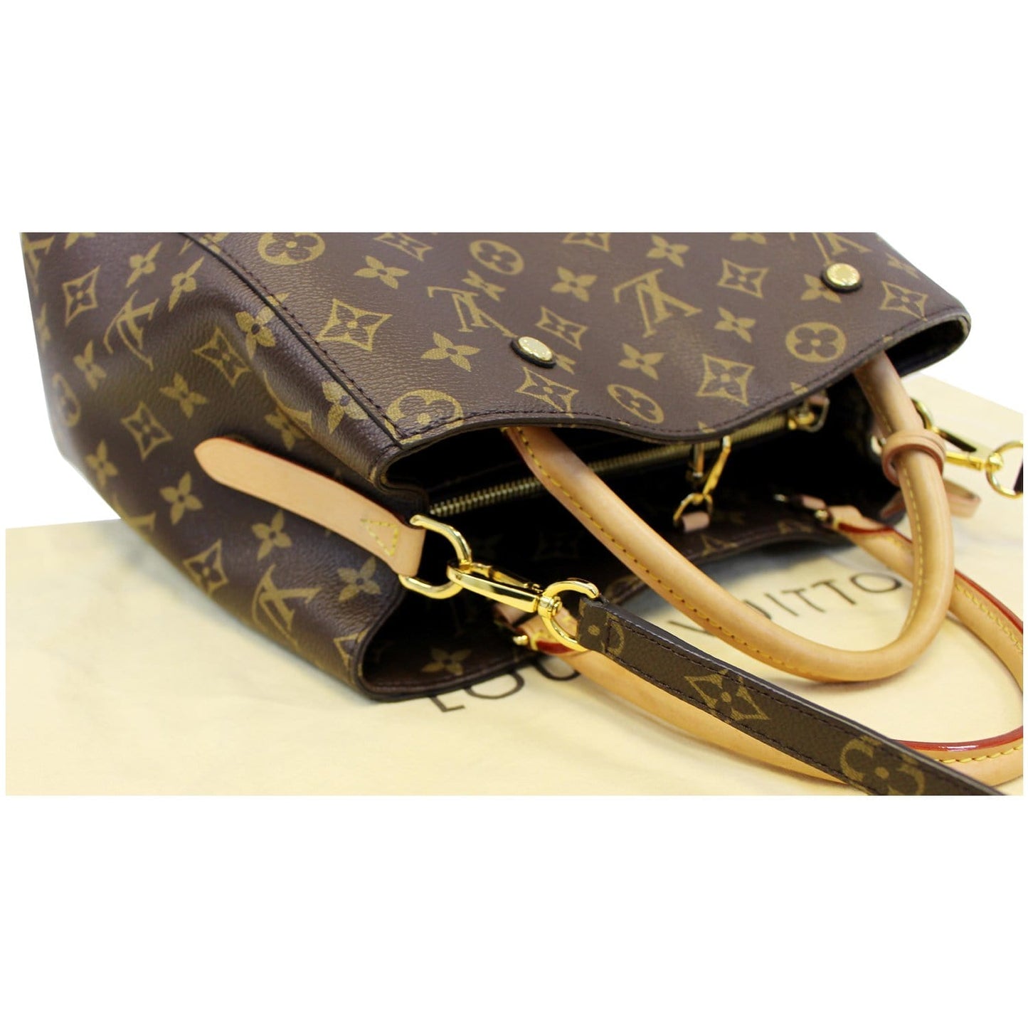 LOUIS VUITTON Montaigne MM Monogram Canvas Shoulder Bag Brown