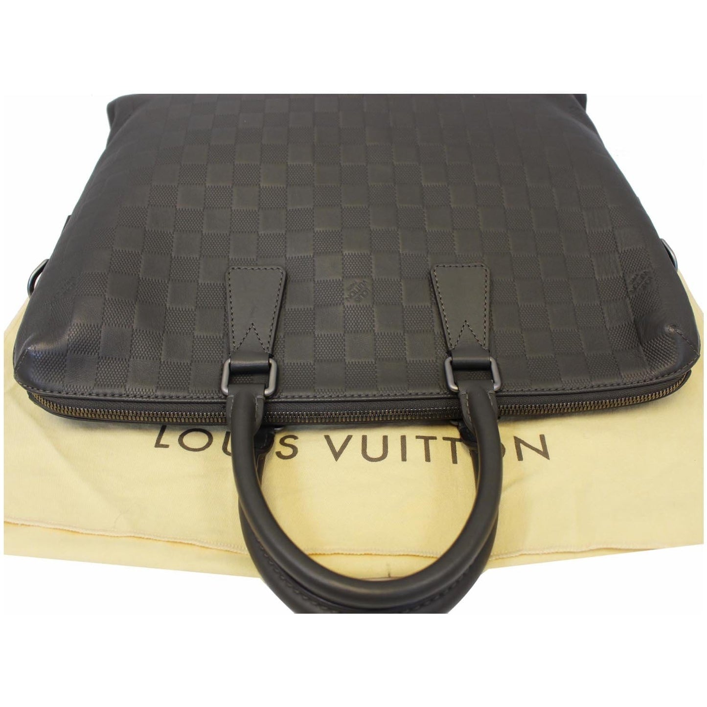 LOUIS VUITTON Porte-Documents Jour Damier Infini Leather Shoulder Bag Grey