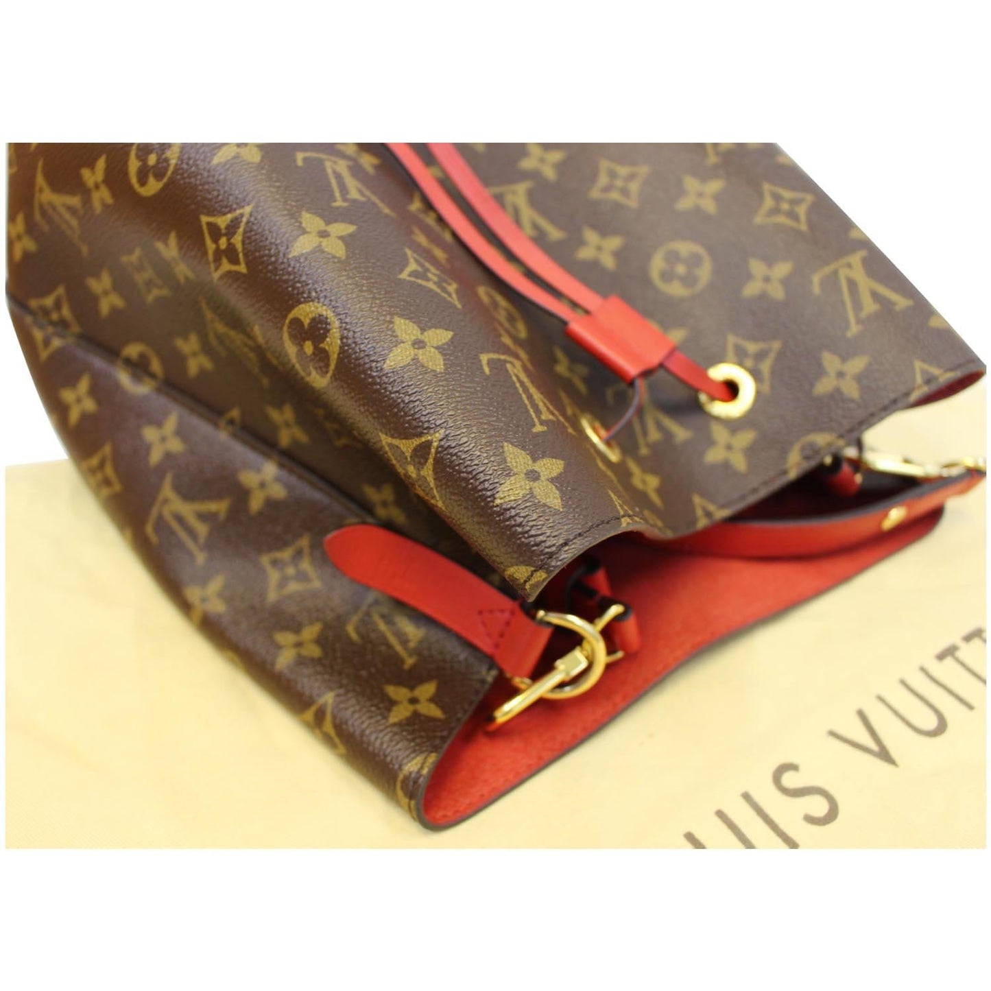 LOUIS VUITTON Neonoe Monogram Canvas Shoulder Bag Coquelicot