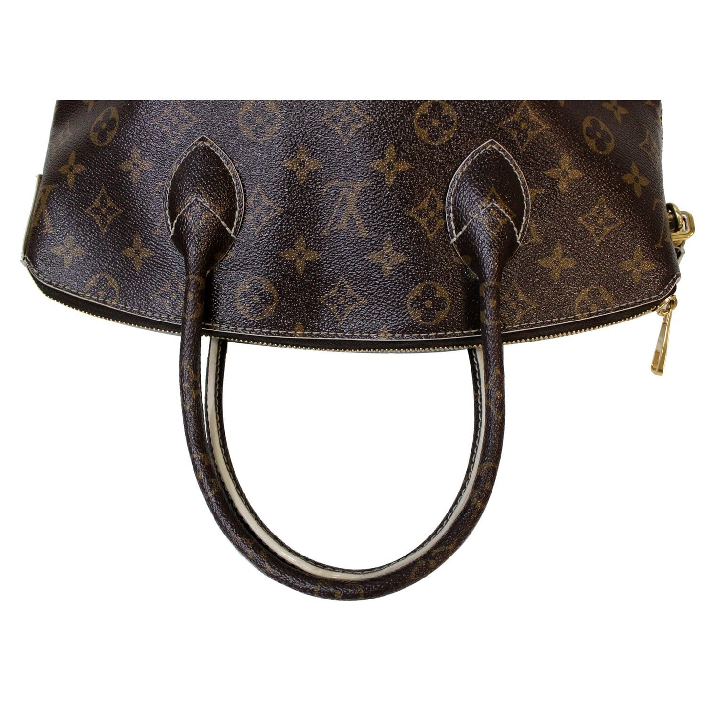 LOUIS VUITTON Fetish Lockit Monogram Leather Satchel Bag Brown