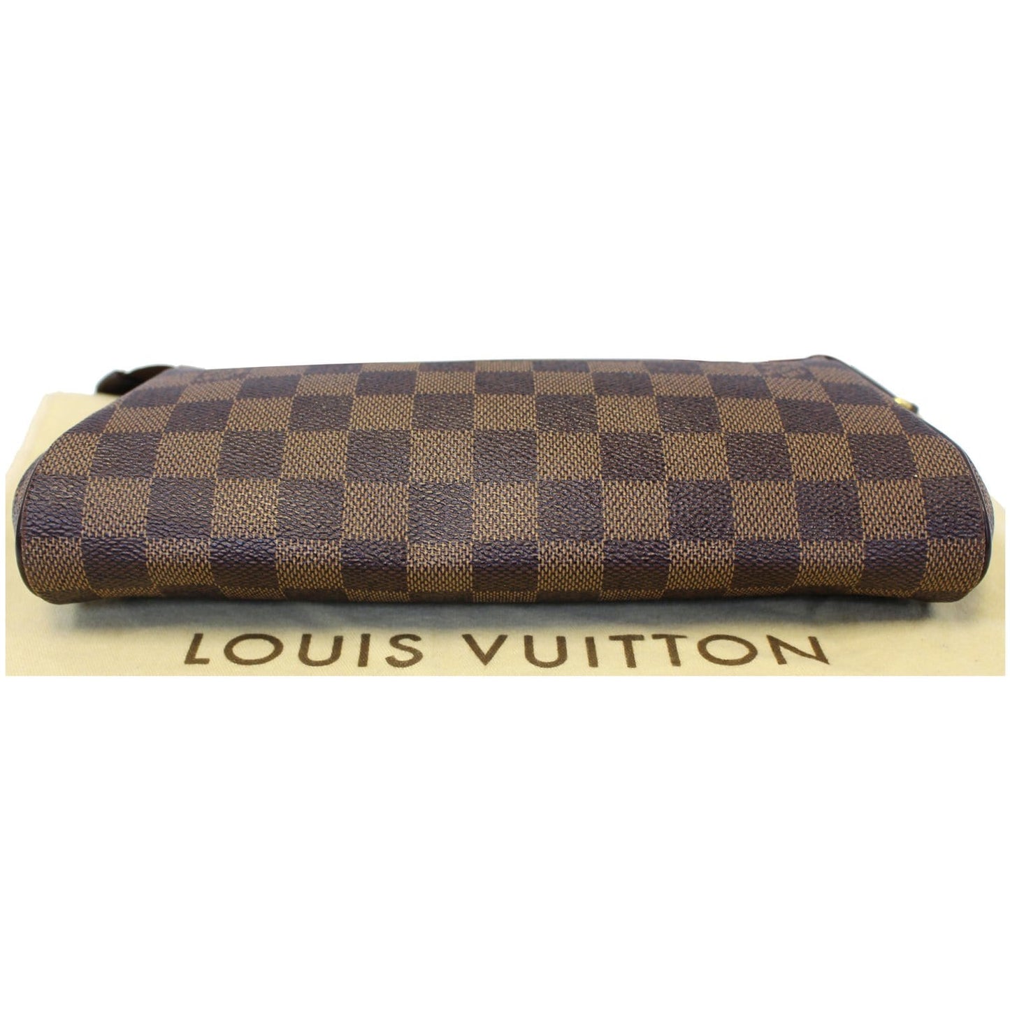 LOUIS VUITTON Pochette Eva Damier Ebene Clutch Crossbody Bag Brown