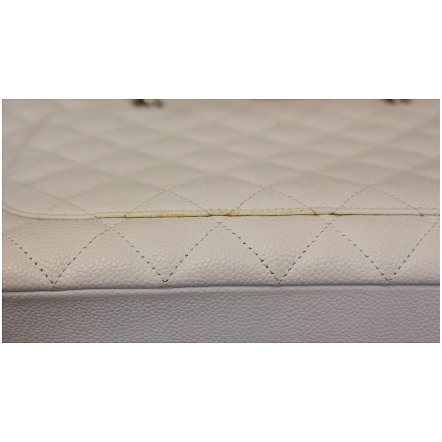 CHANEL Grand Shopping Caviar Leather Tote Bag White