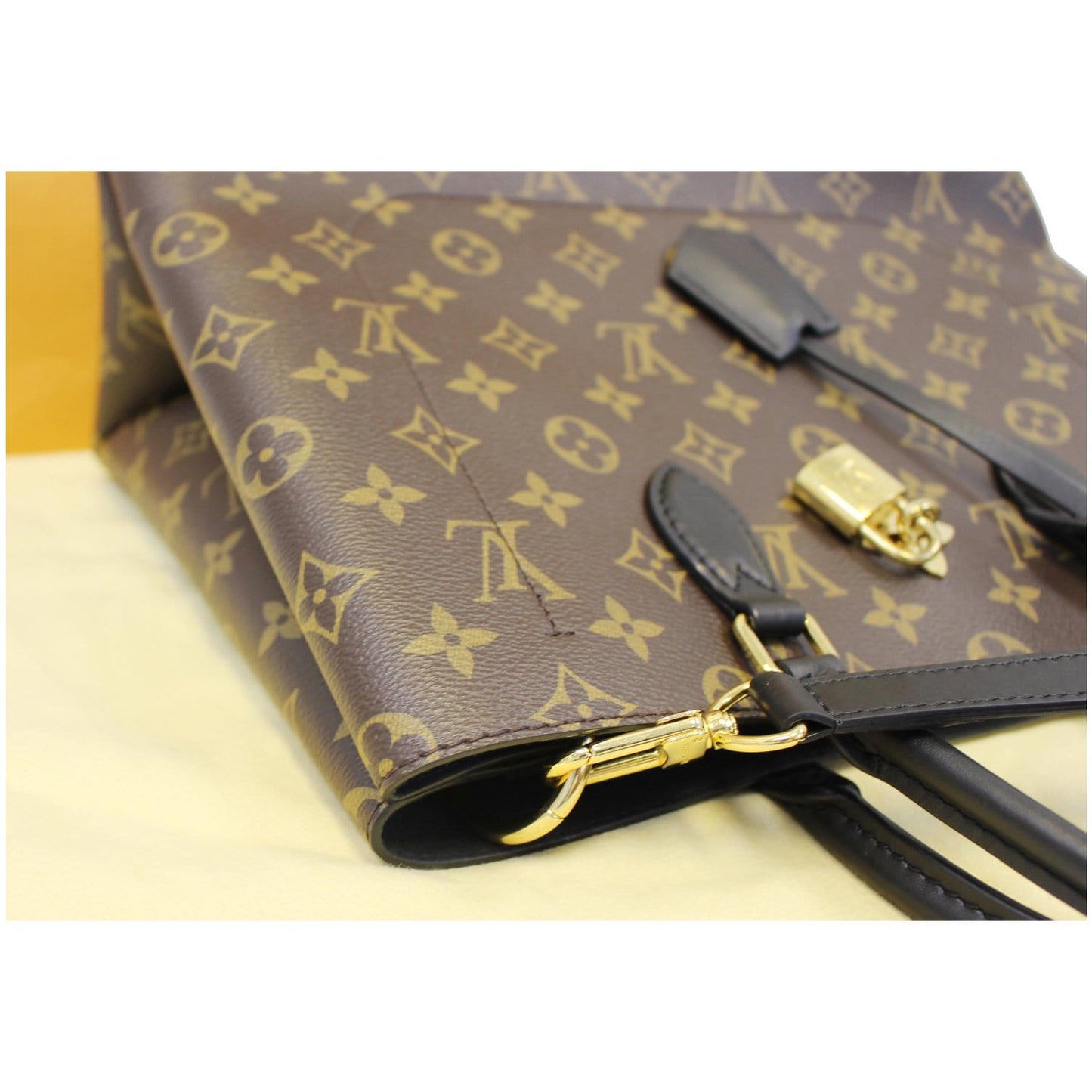 LOUIS VUITTON Flower Monogram Canvas Tote Bag Brown