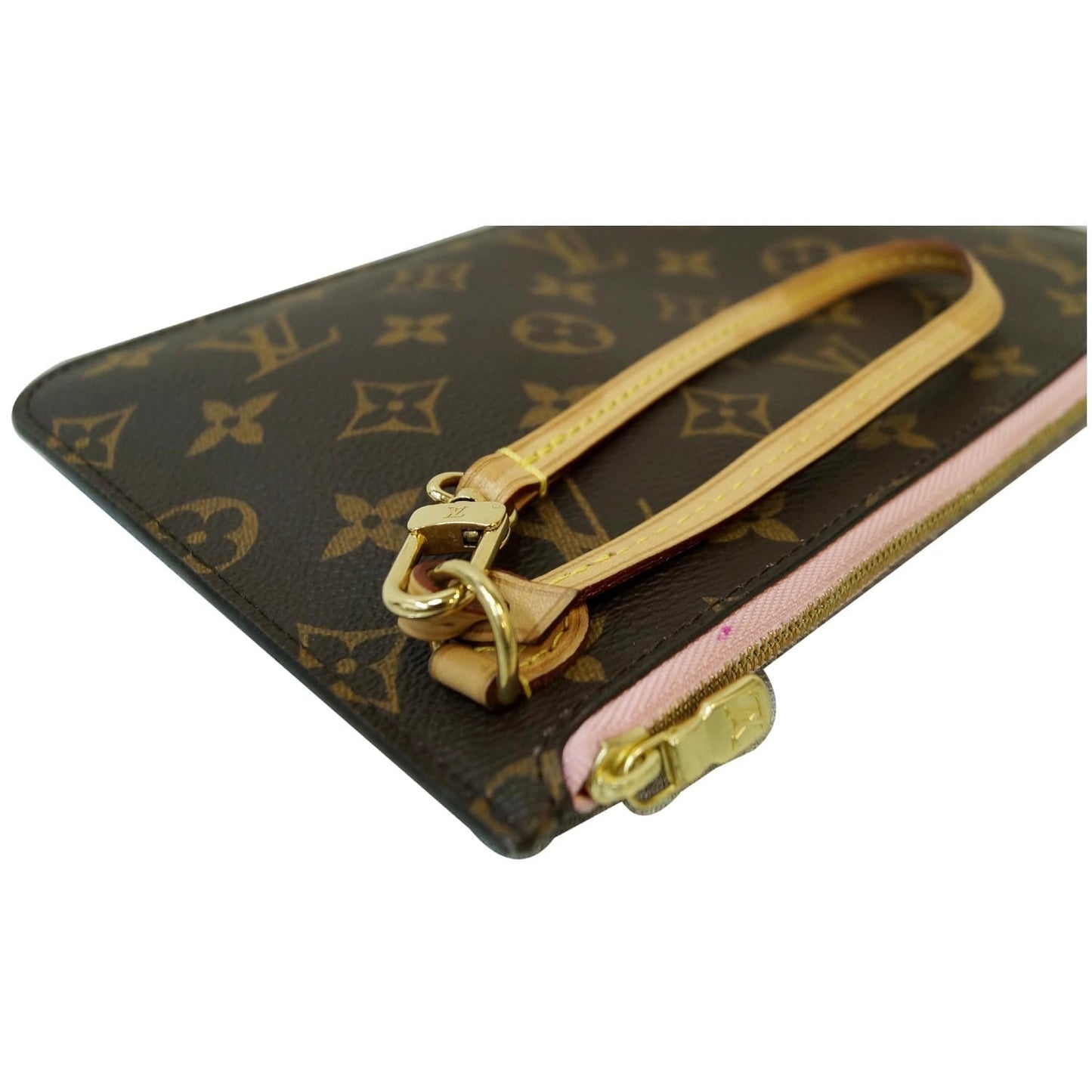 LOUIS VUITTON Pochette Wristlet Pouch Monogram Canvas Neverfull MM Brown