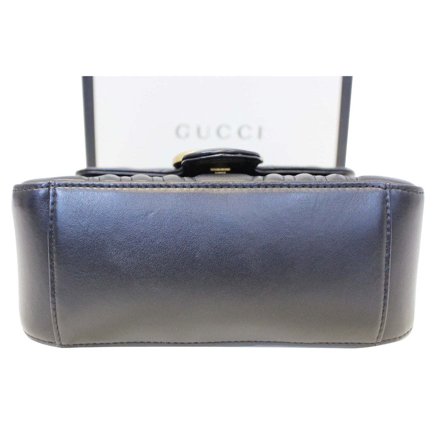 GUCCI GG Marmont Mini Leather Top Handle Bag Black 547260