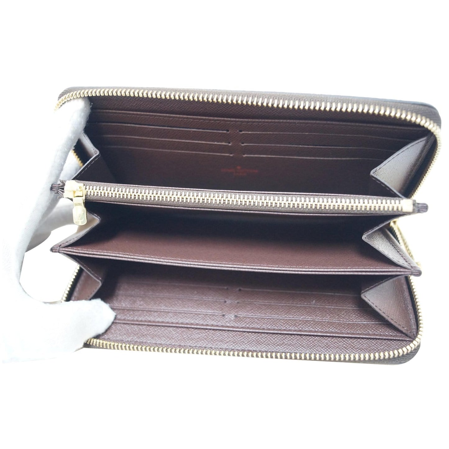 LOUIS VUITTON Zip Around Damier Ebene Wallet Brown