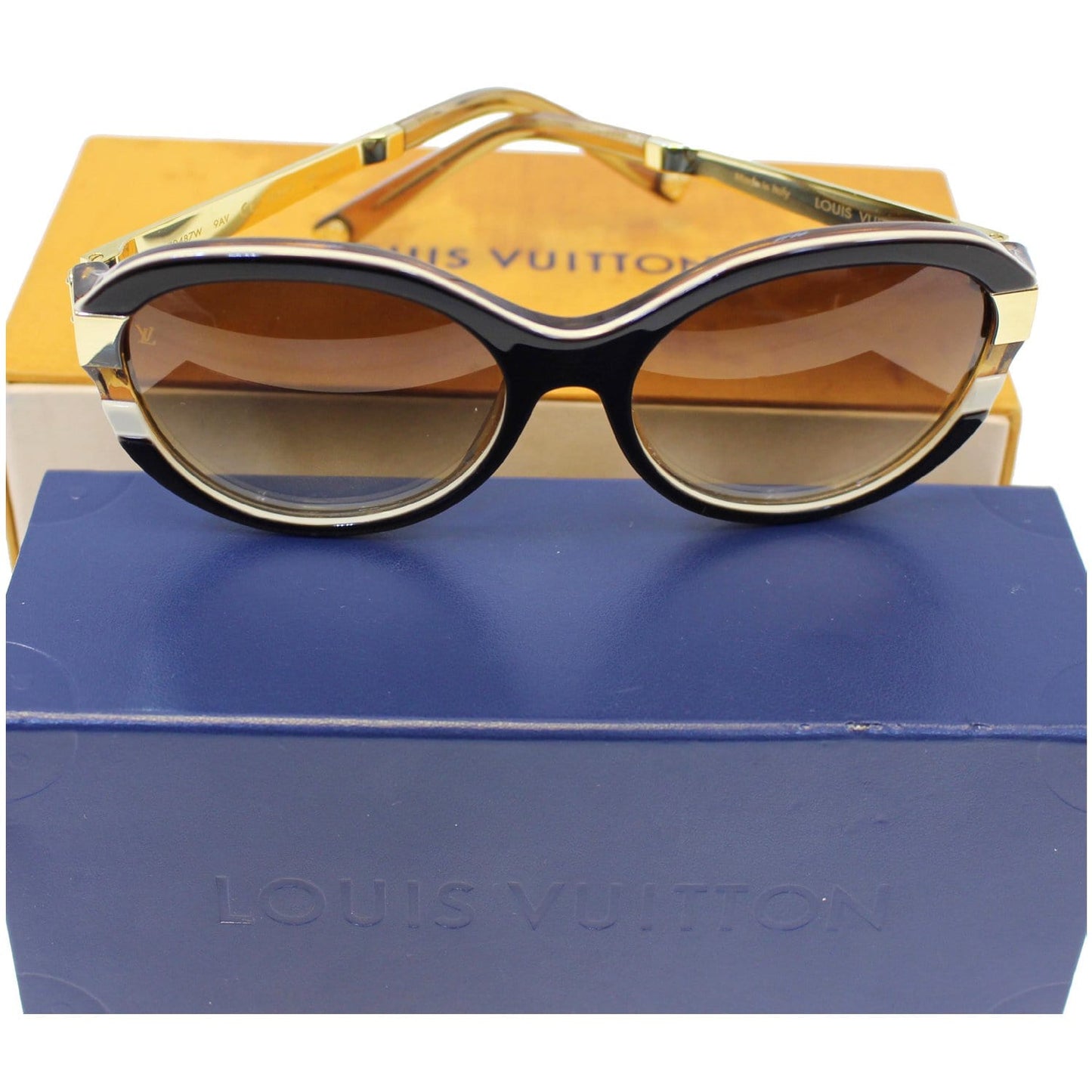 LOUIS VUITTON Petit Soupcon Cat Eye Sunglasses Brown/Gold Z0487W