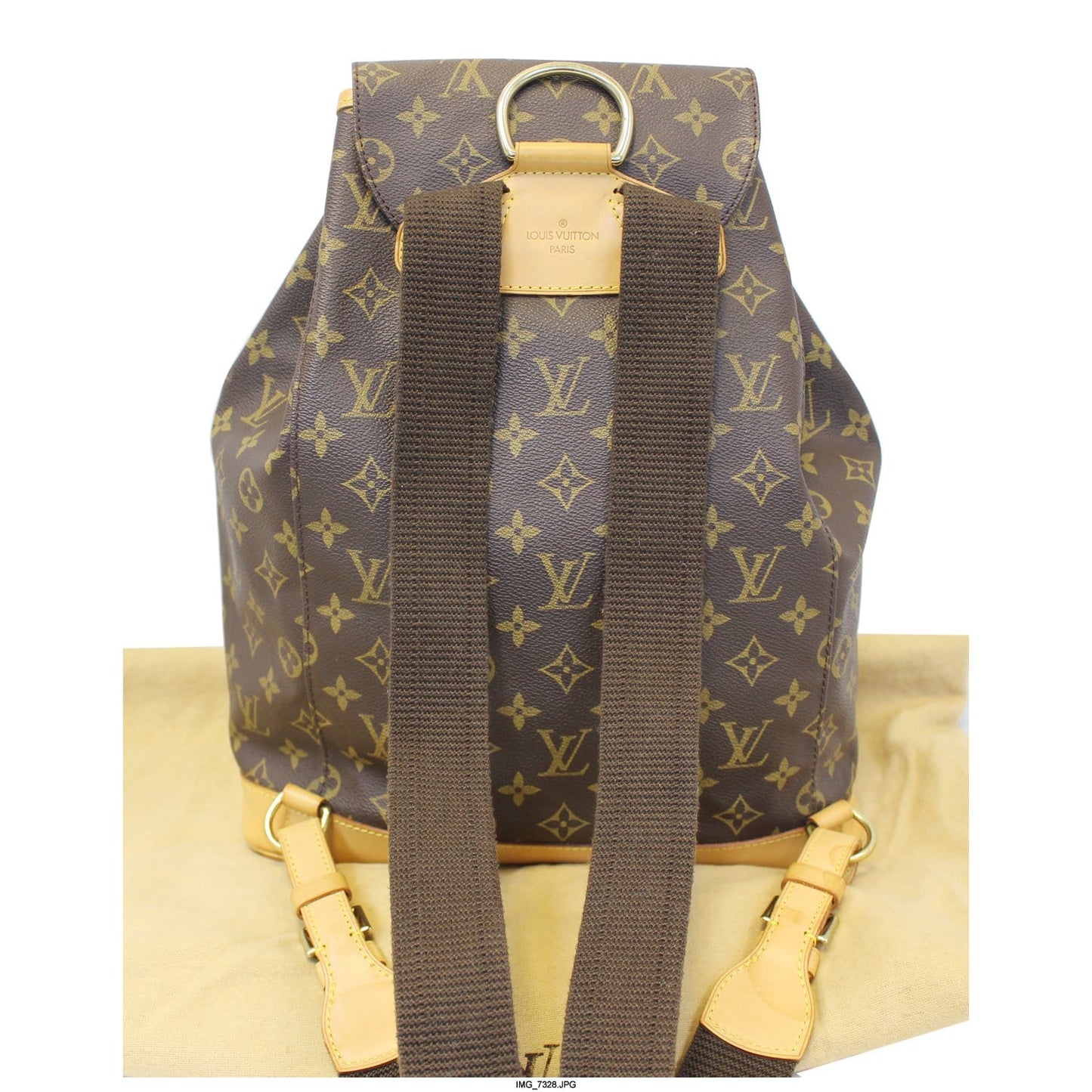 LOUIS VUITTON Montsouris GM Monogram Canvas Backpack Bag Brown