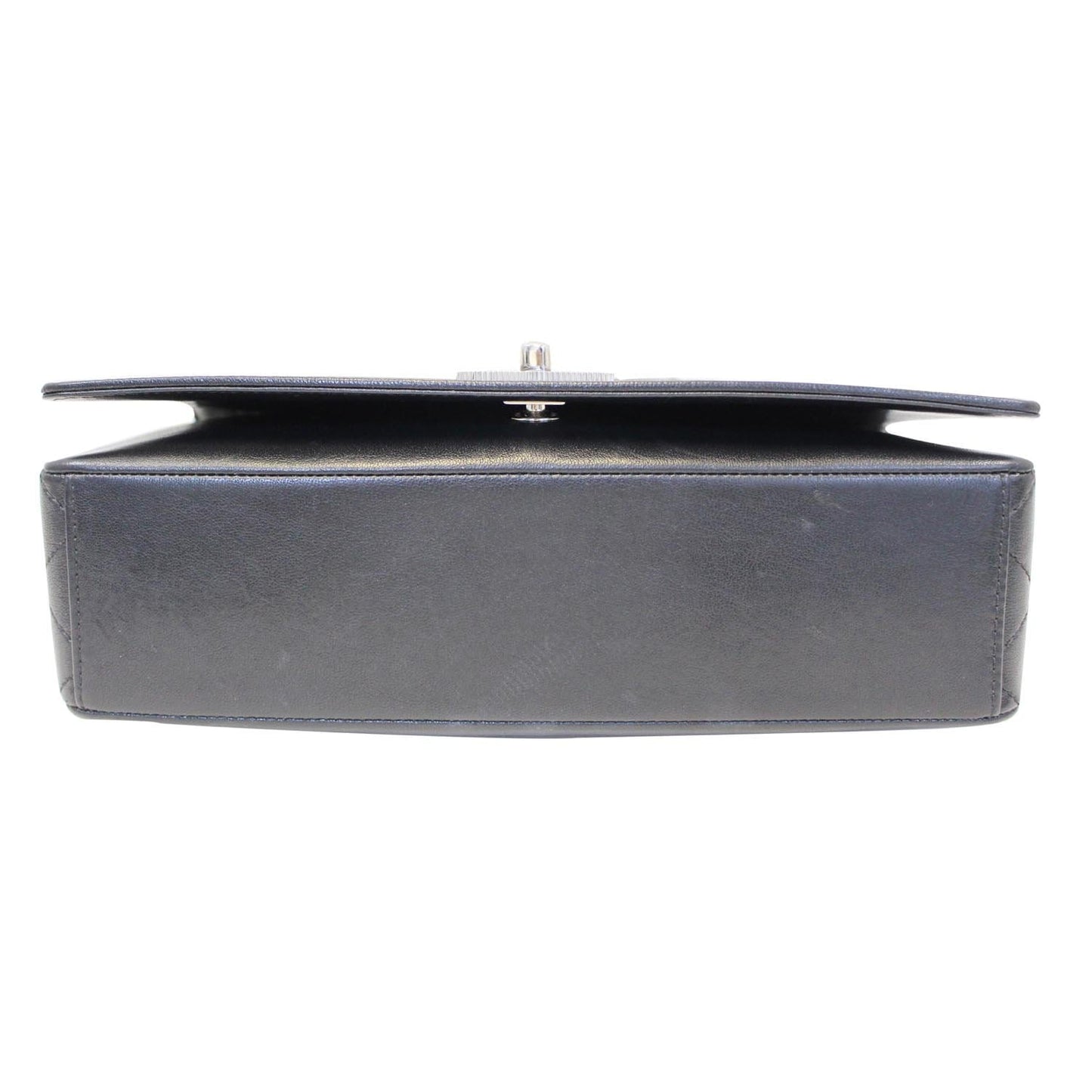 CHANEL Mademoiselle Vintage Flap Sheepskin Leather Shoulder Bag Black
