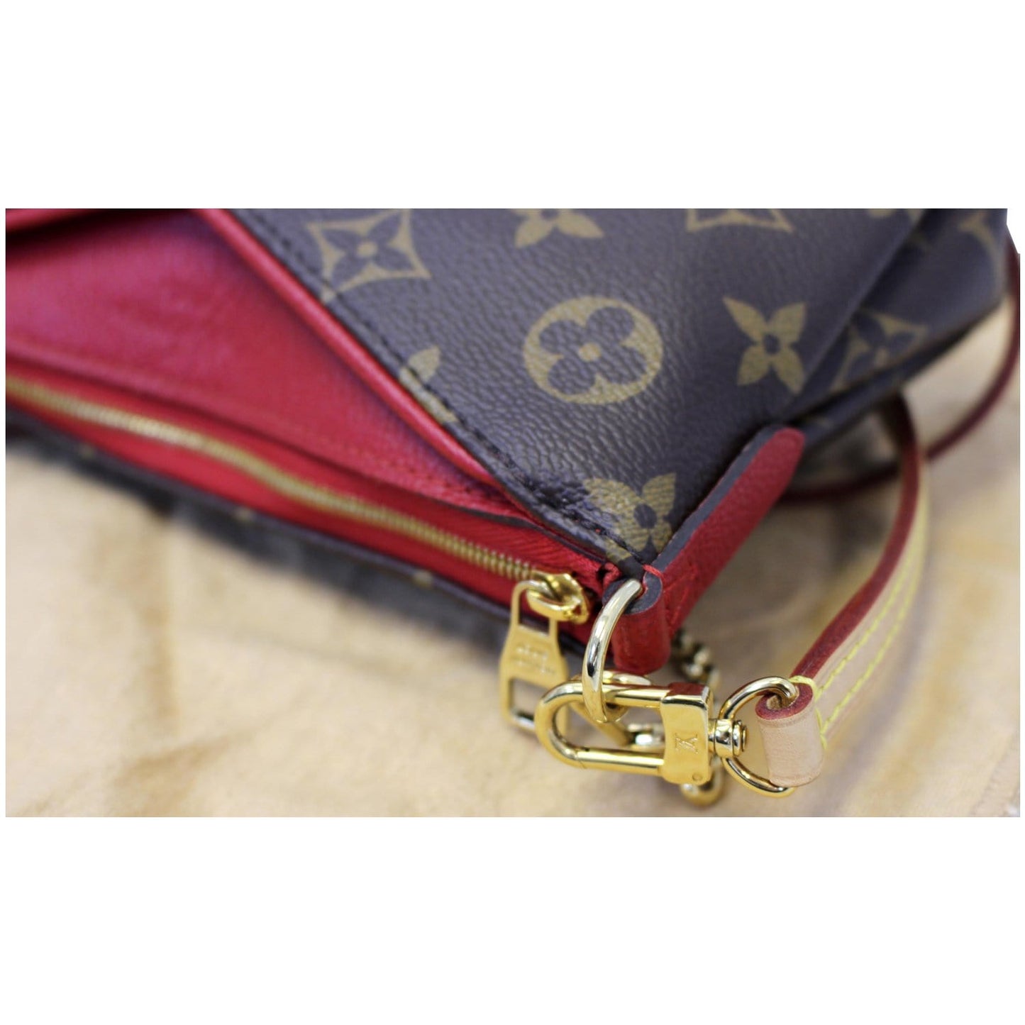 LOUIS VUITTON Pallas Monogram Canvas Clutch Crossbody Bag Brown