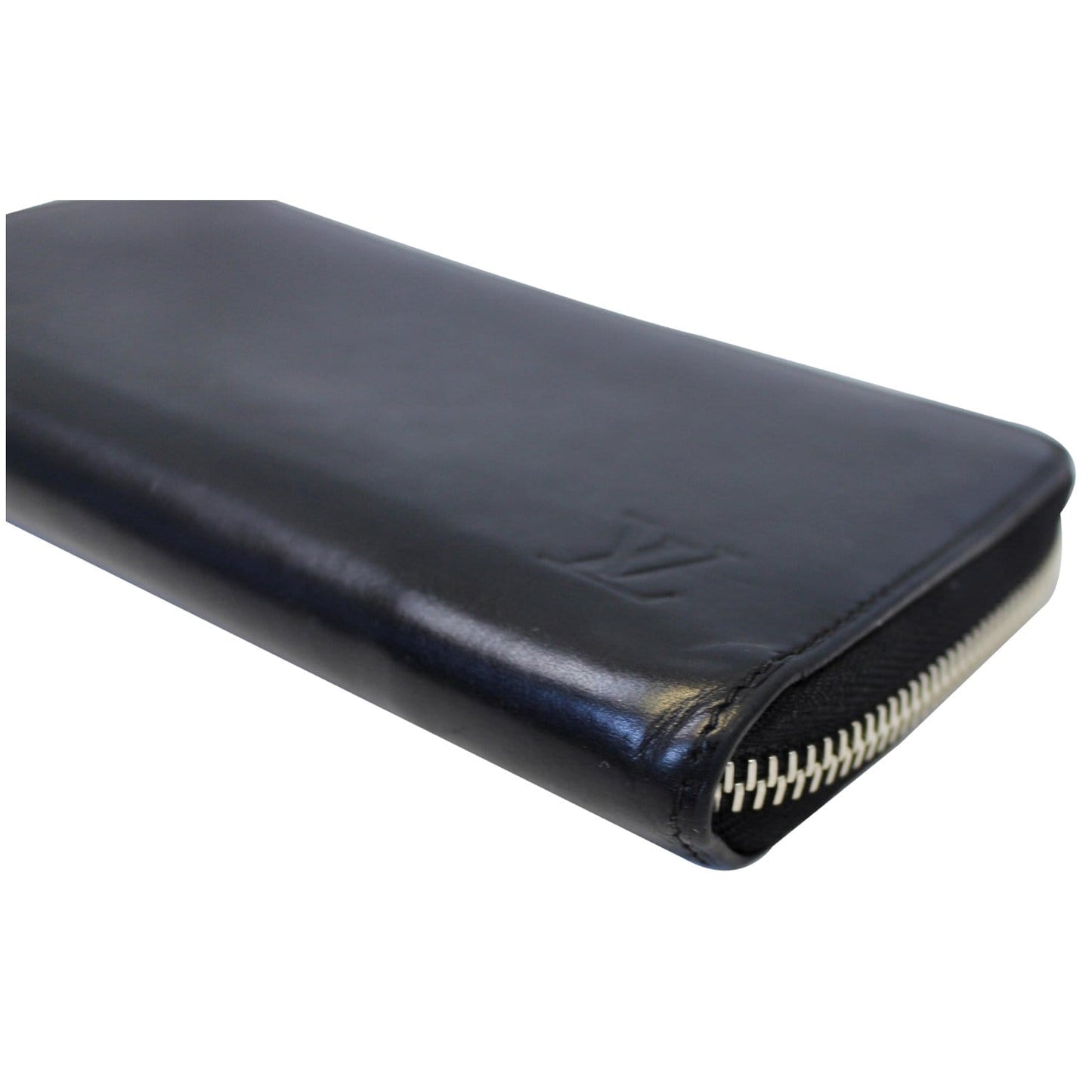 LOUIS VUITTON Zip Around Leather Wallet Black