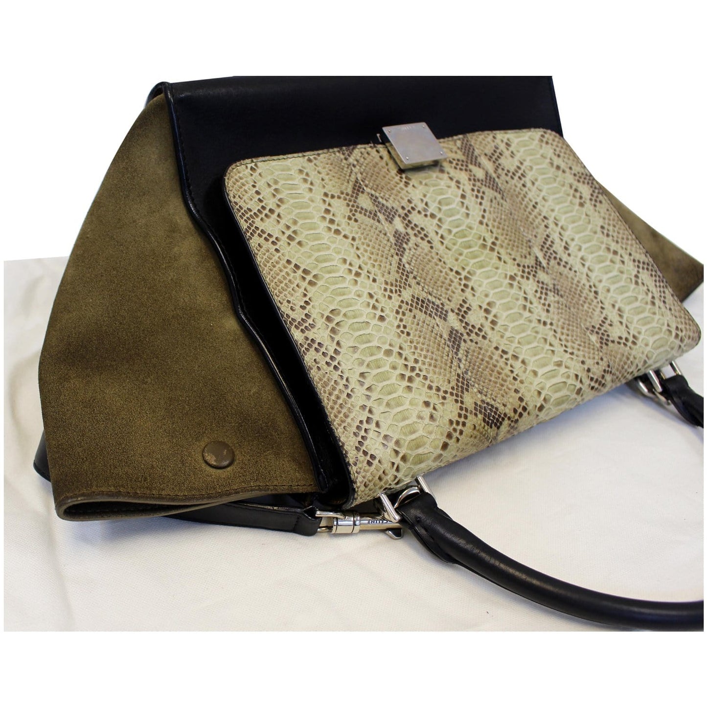 Celine Python and Black Leather Small Trapeze Bag