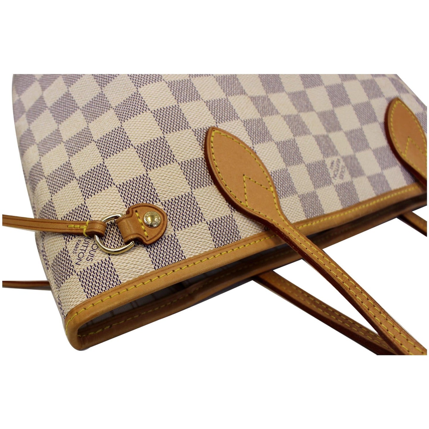 LOUIS VUITTON Neverfull PM Damier Azur Tote Shoulder Bag White