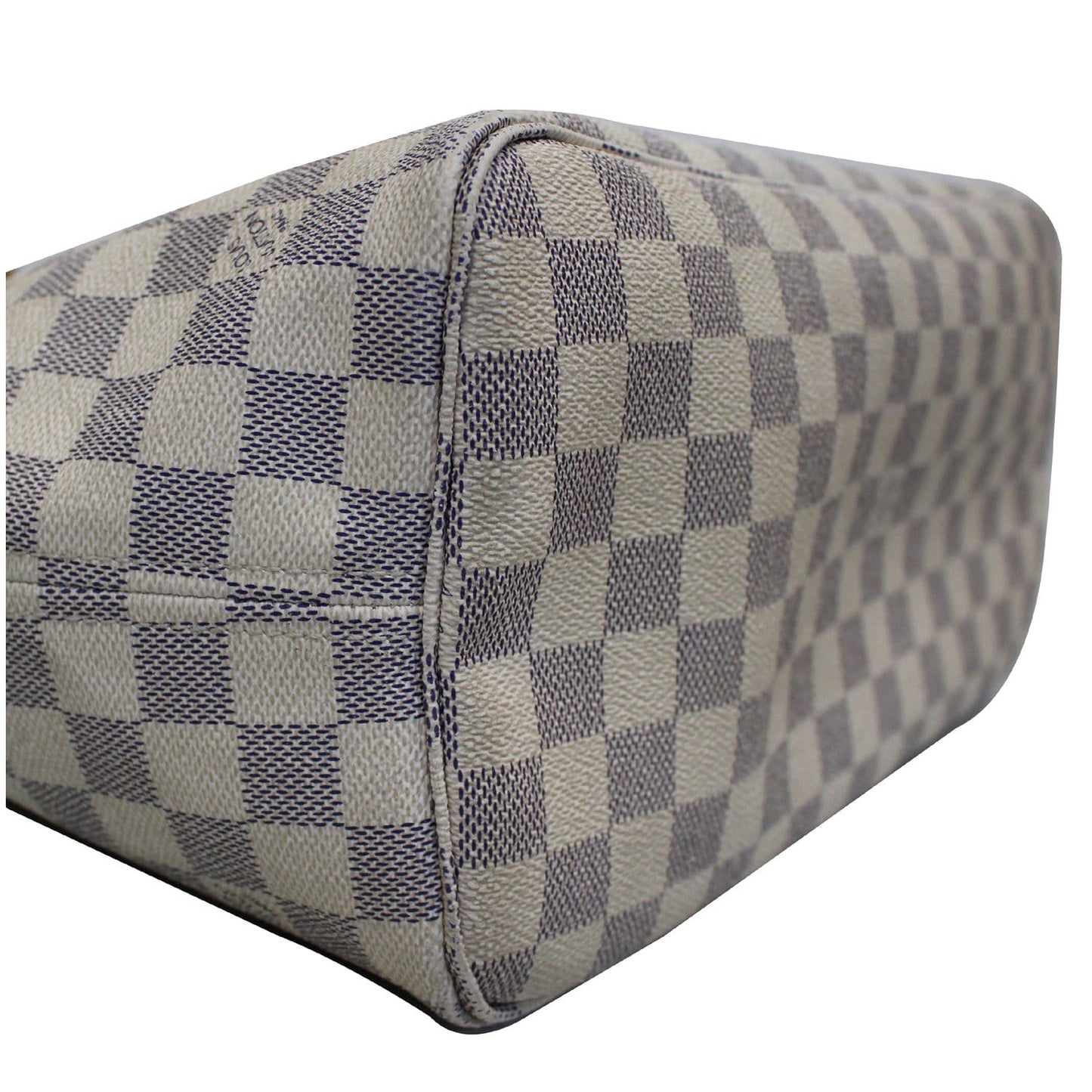 LOUIS VUITTON Neverfull MM Damier Azur Tote Shoulder Bag White