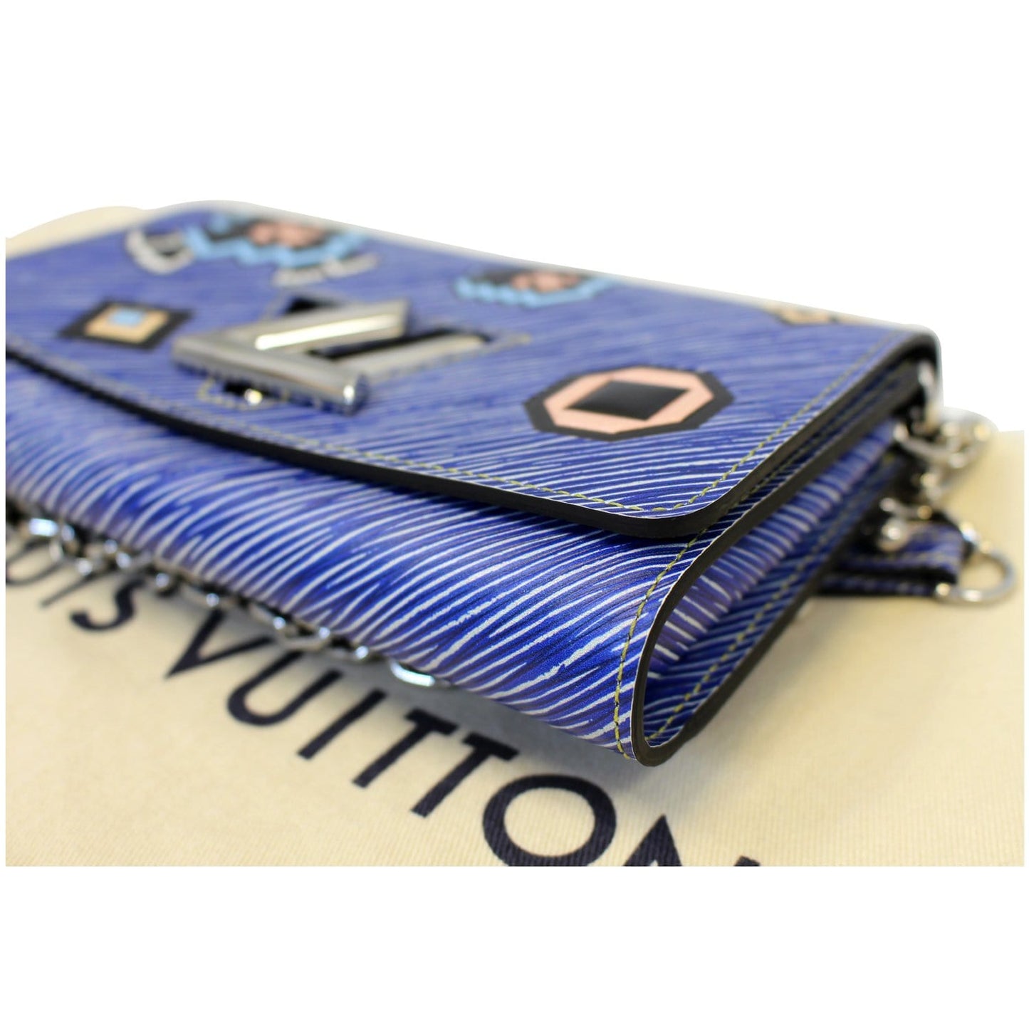 LOUIS VUITTON Twist Chain Denim Wallet Epi Azteque Stickers Crossbody Bag - Last Call