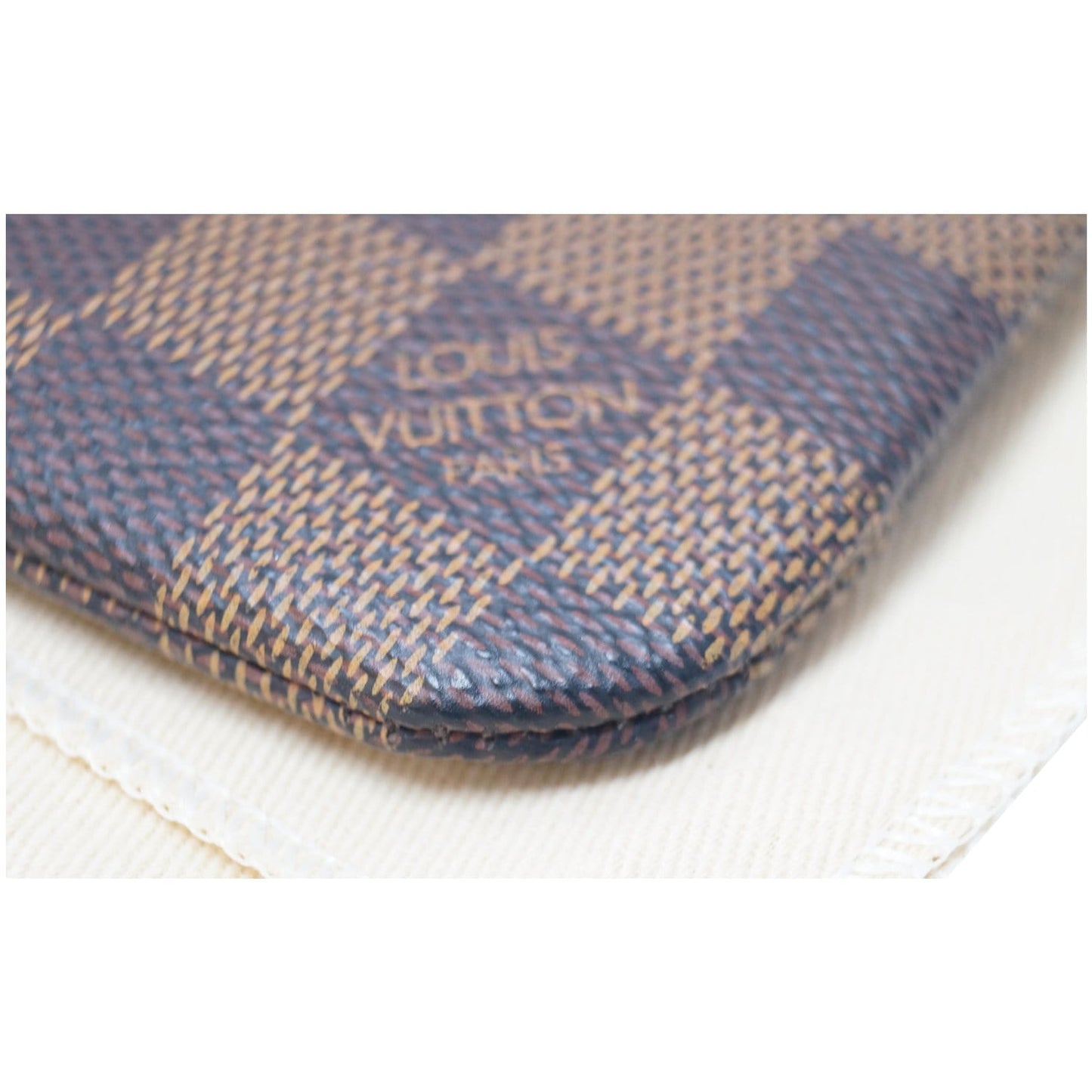 LOUIS VUITTON Key Coin Pouch Damier Ebene Brown