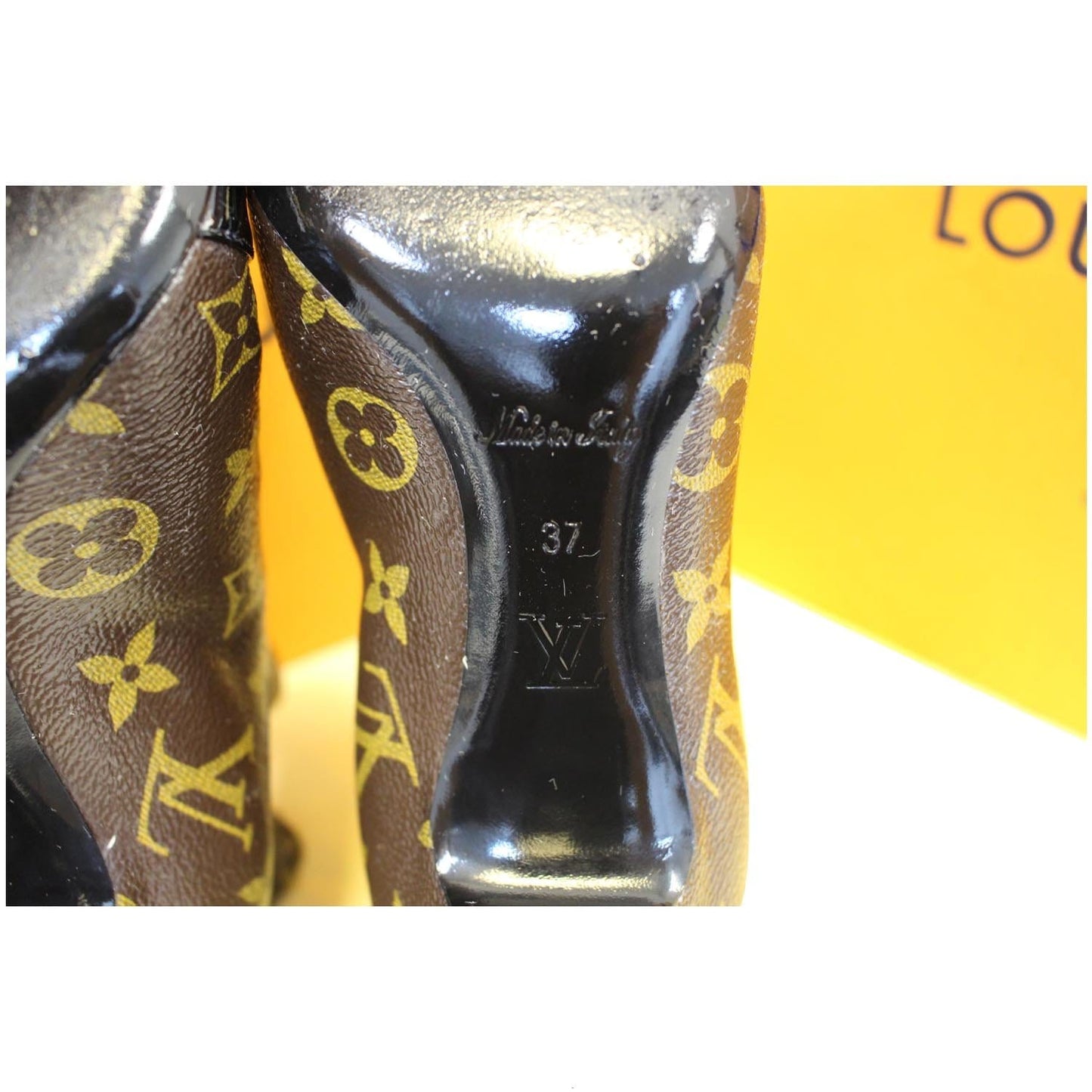 LOUIS VUITTON Monogram Canvas Revival Ankle Boots Size 37