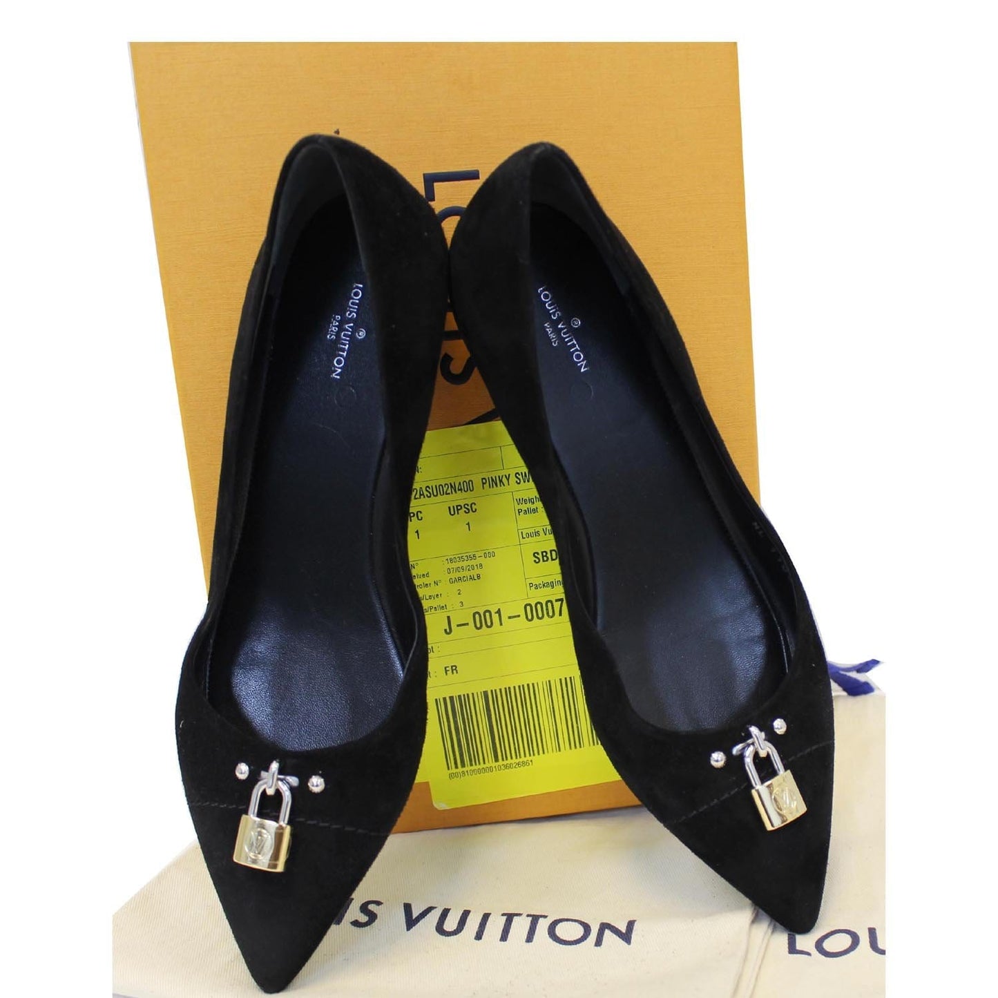 LOUIS VUITTON Black Pinky Swear Ballerina Suede Flats Size 40