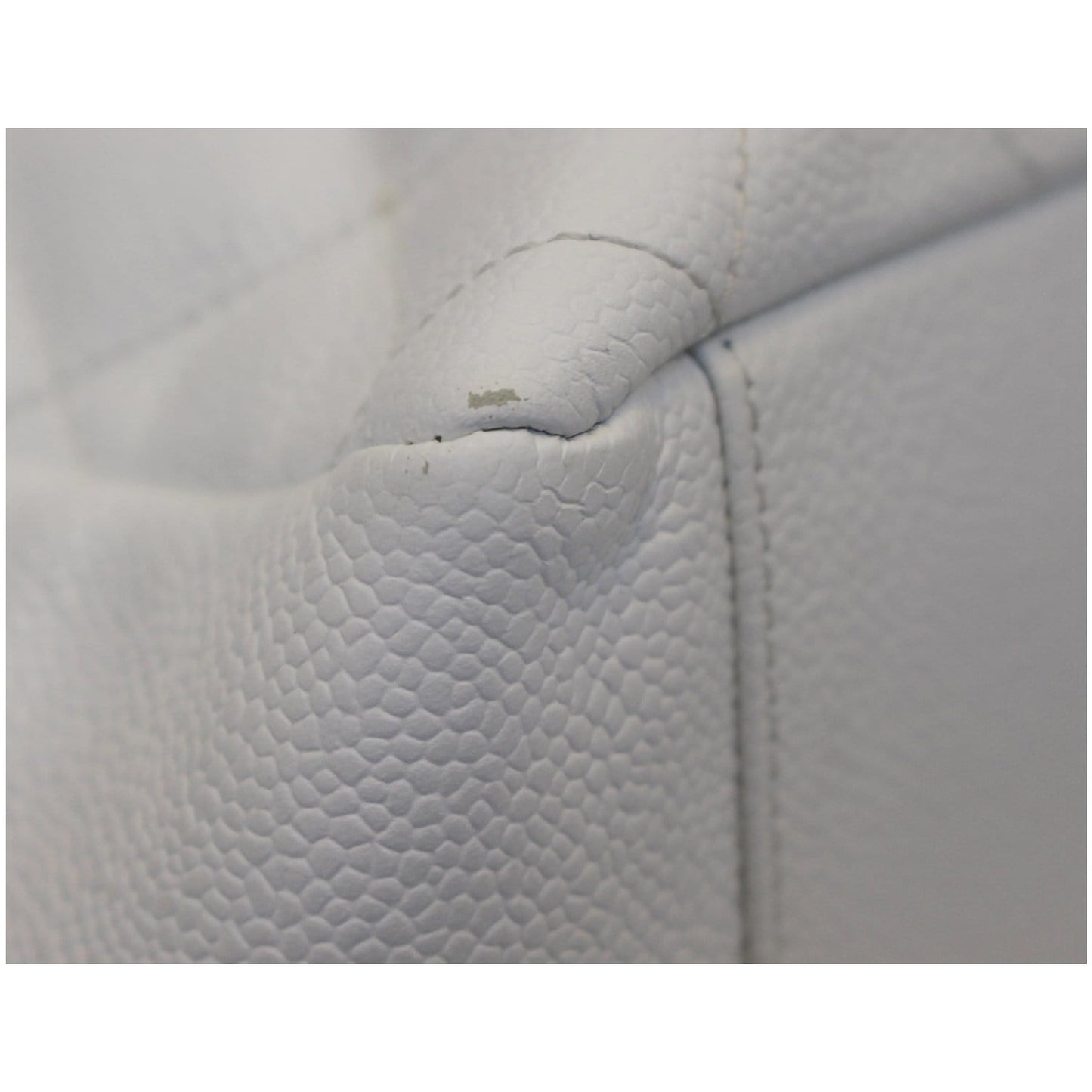 CHANEL Grand Shopping Quilted Caviar Leather Tote Bag White