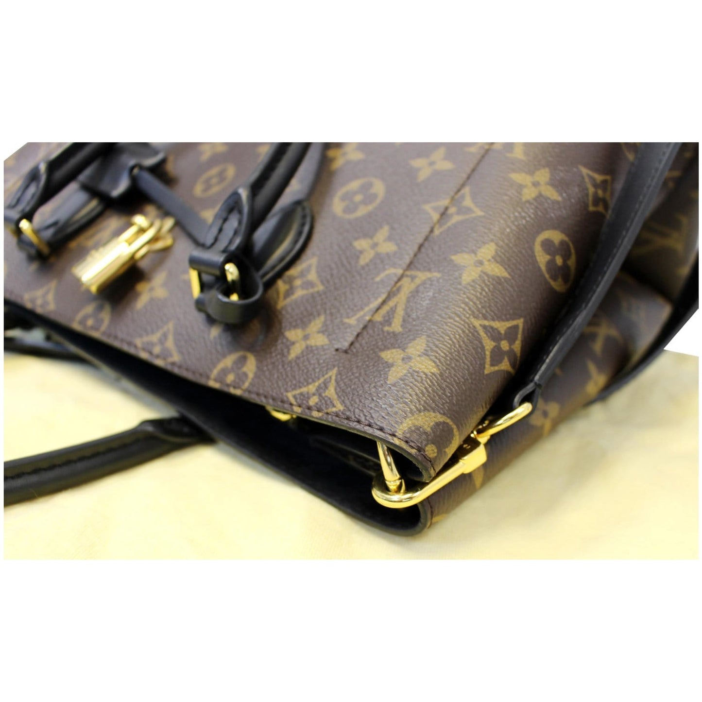 LOUIS VUITTON Flower Monogram Canvas Tote Bag Brown