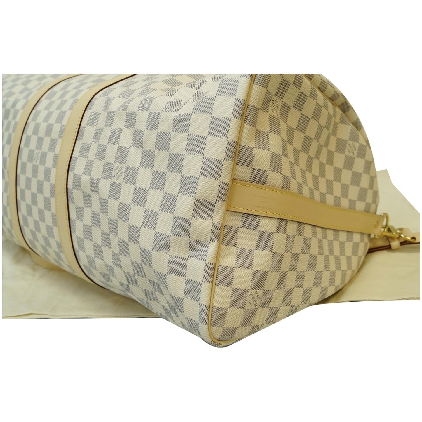 LOUIS VUITTON Keepall 55 Bandouliere Damier Azur Travel Bag White