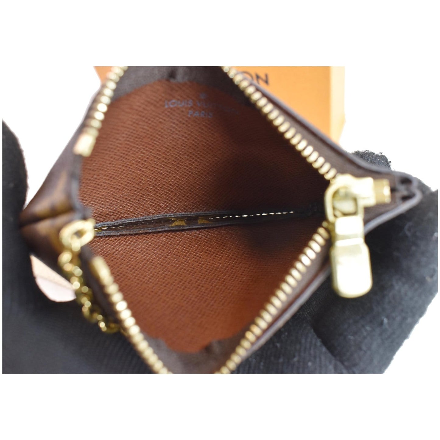 LOUIS VUITTON Monogram Canvas Pochette Key Cles Coin Case Brown