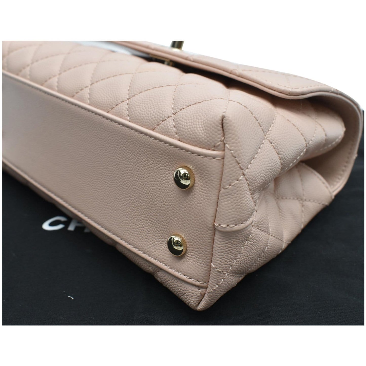 CHANEL Coco Mini Top Handle Flap Caviar Leather Shoulder Bag Pink