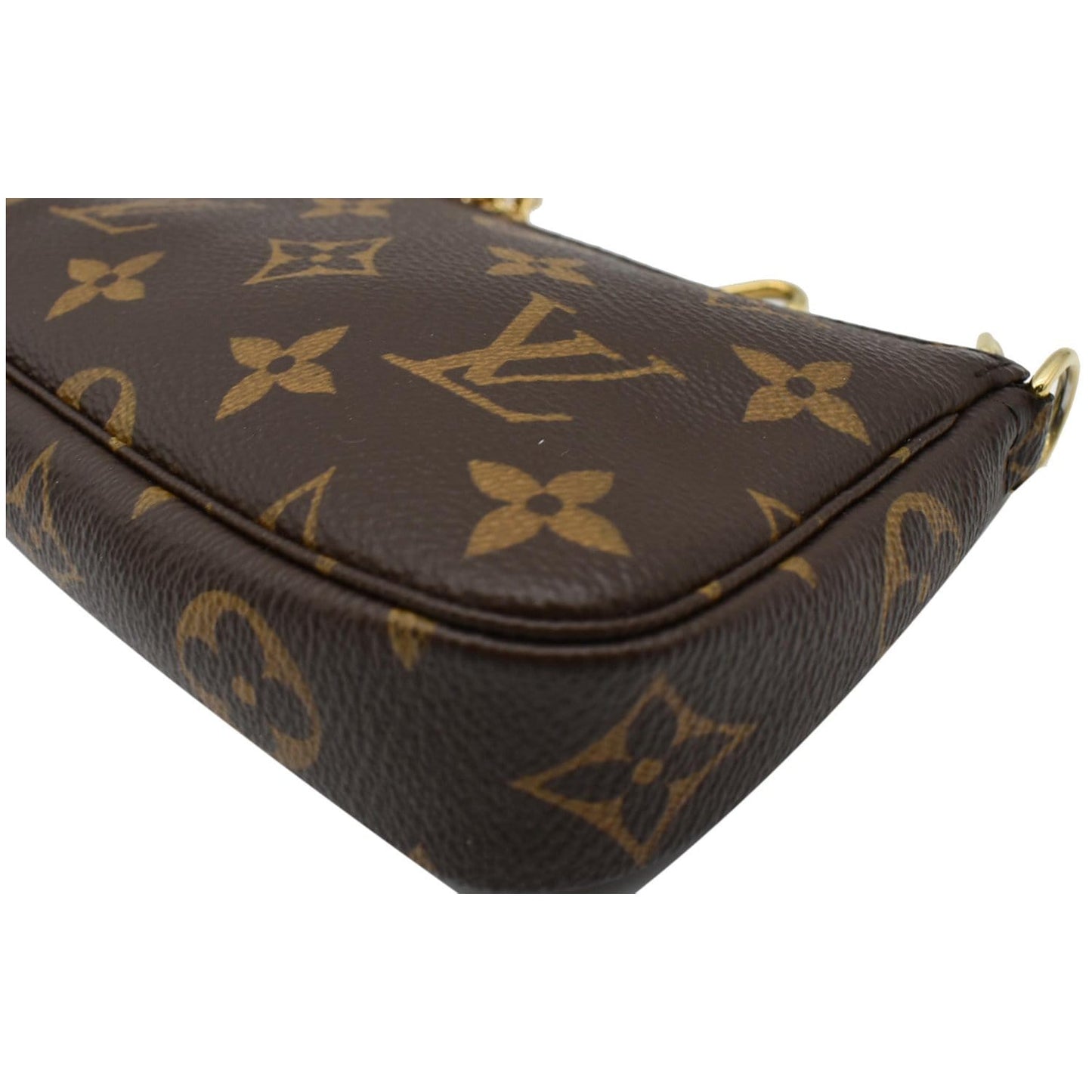 LOUIS VUITTON Mini Pochette Monogram Canvas Accessoires Pouch Brown