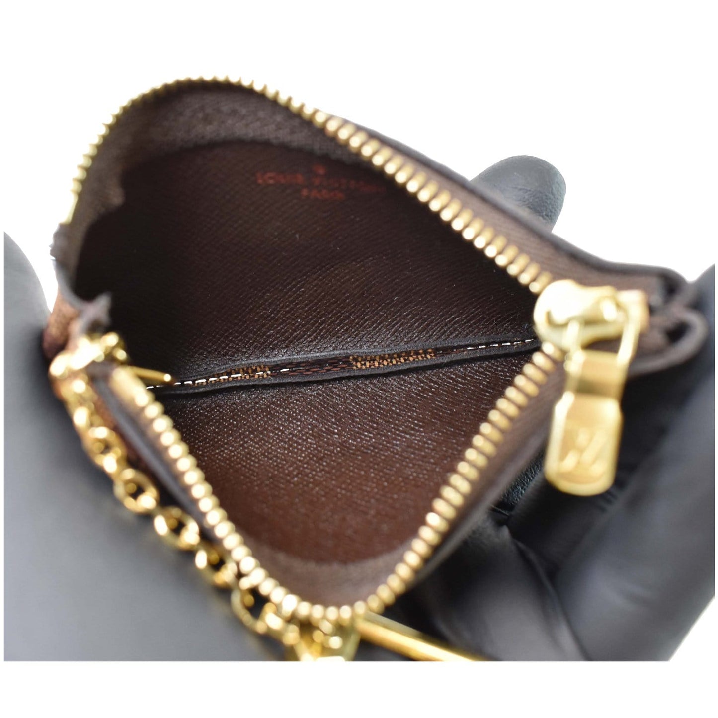 LOUIS VUITTON Pochette Key Cles Damier Ebene Coin Case Brown