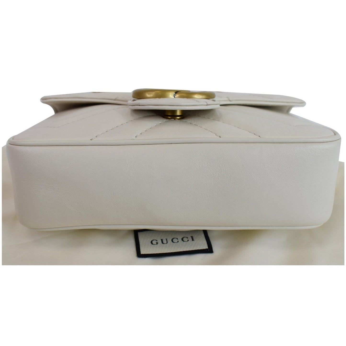 GUCCI GG Marmont Super Mini Matelasse Leather Shoulder Bag White 476433