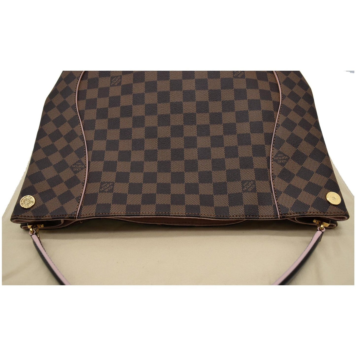 LOUIS VUITTON Caissa Damier Ebene Hobo Bag Rose Ballerine