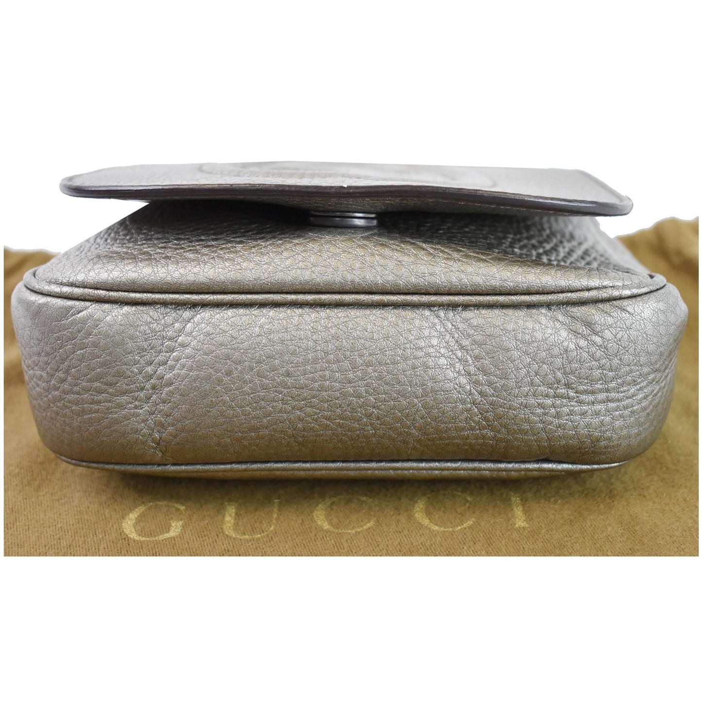 GUCCI GG Soho Tassel Pebbled Leather Shoulder Bag Silver 323190