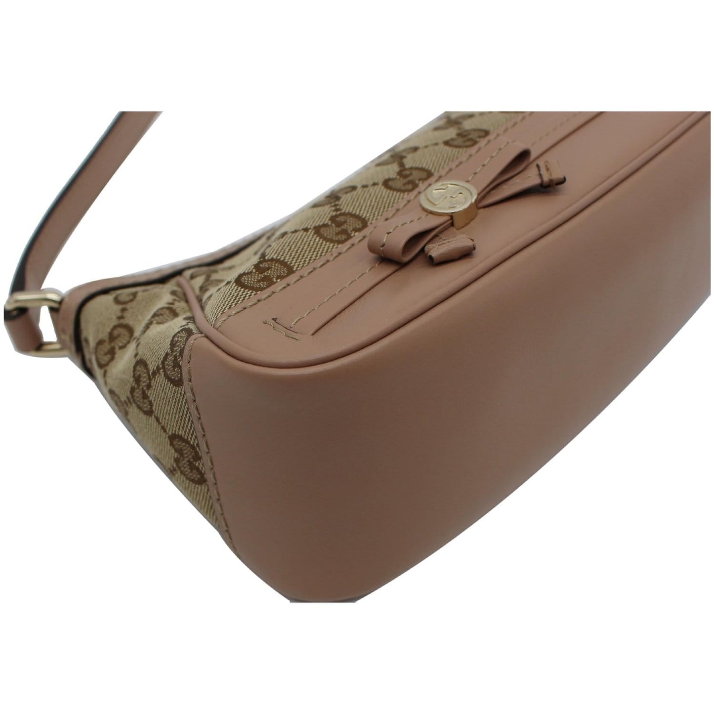 GUCCI Mayfair Small Bow GG Canvas Shoulder Bag Rose Beige 269893