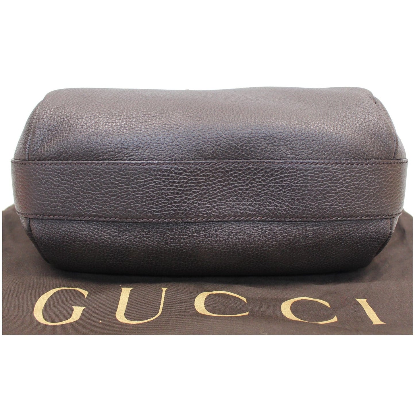 GUCCI Bamboo Bar Grained Calfskin Hobo Bag Dark Brown 336655