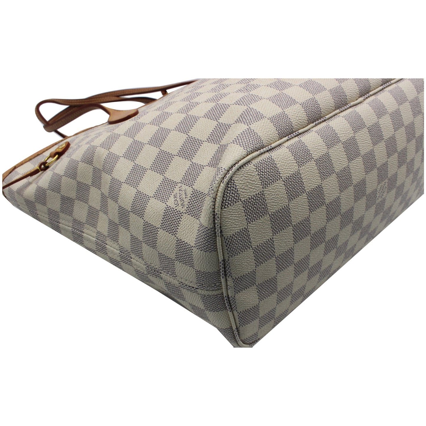 LOUIS VUITTON Neverfull MM Damier Azur Tote Shoulder Bag White