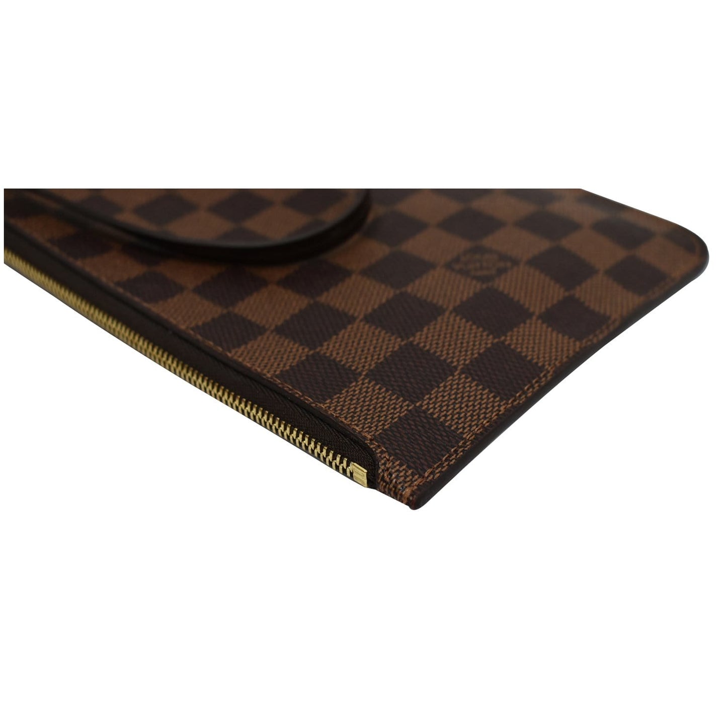 LOUIS VUITTON Neverfull MM Damier Ebene Pochette Wristlet Pouch Brown
