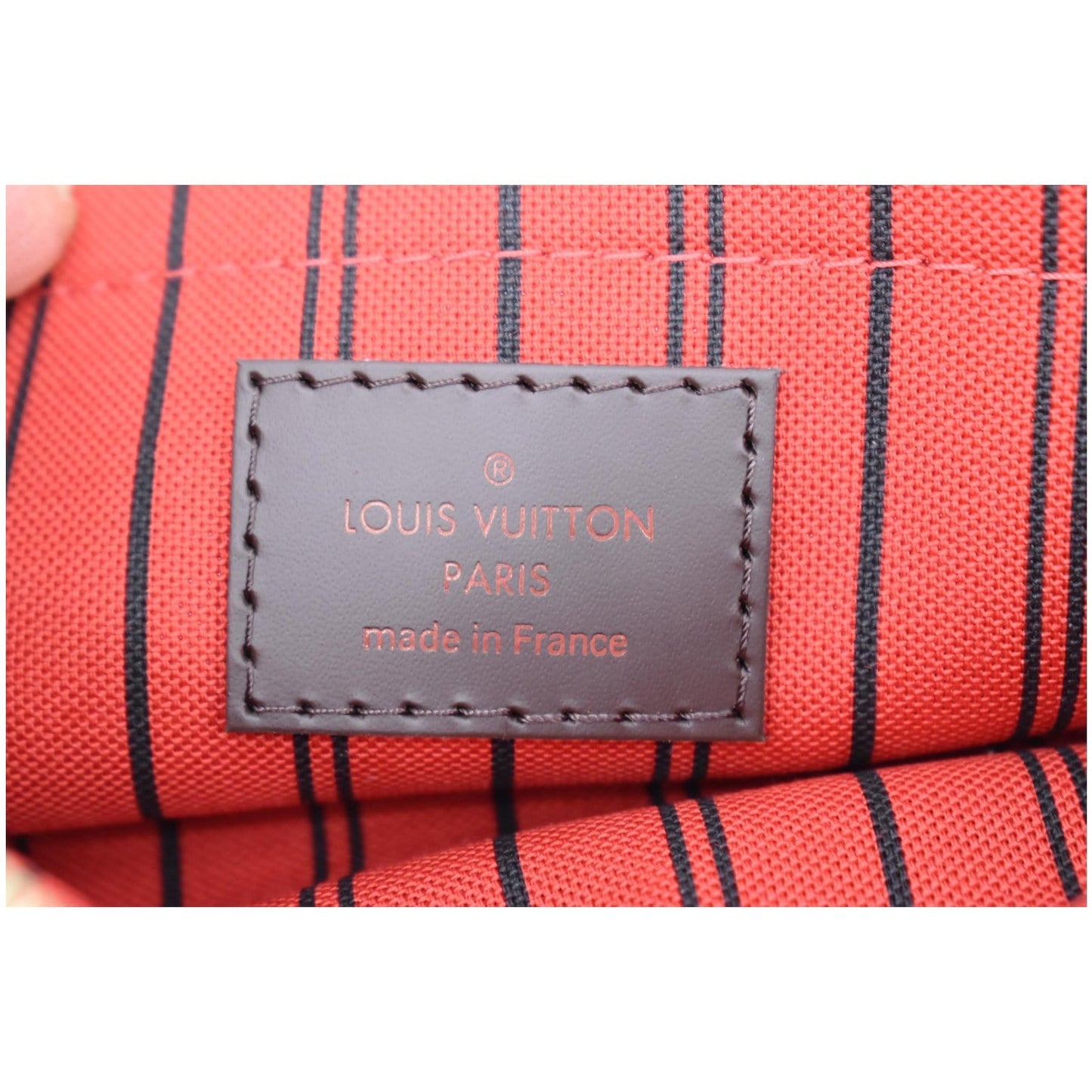 LOUIS VUITTON Neverfull MM Damier Ebene Pochette Wristlet Pouch Brown