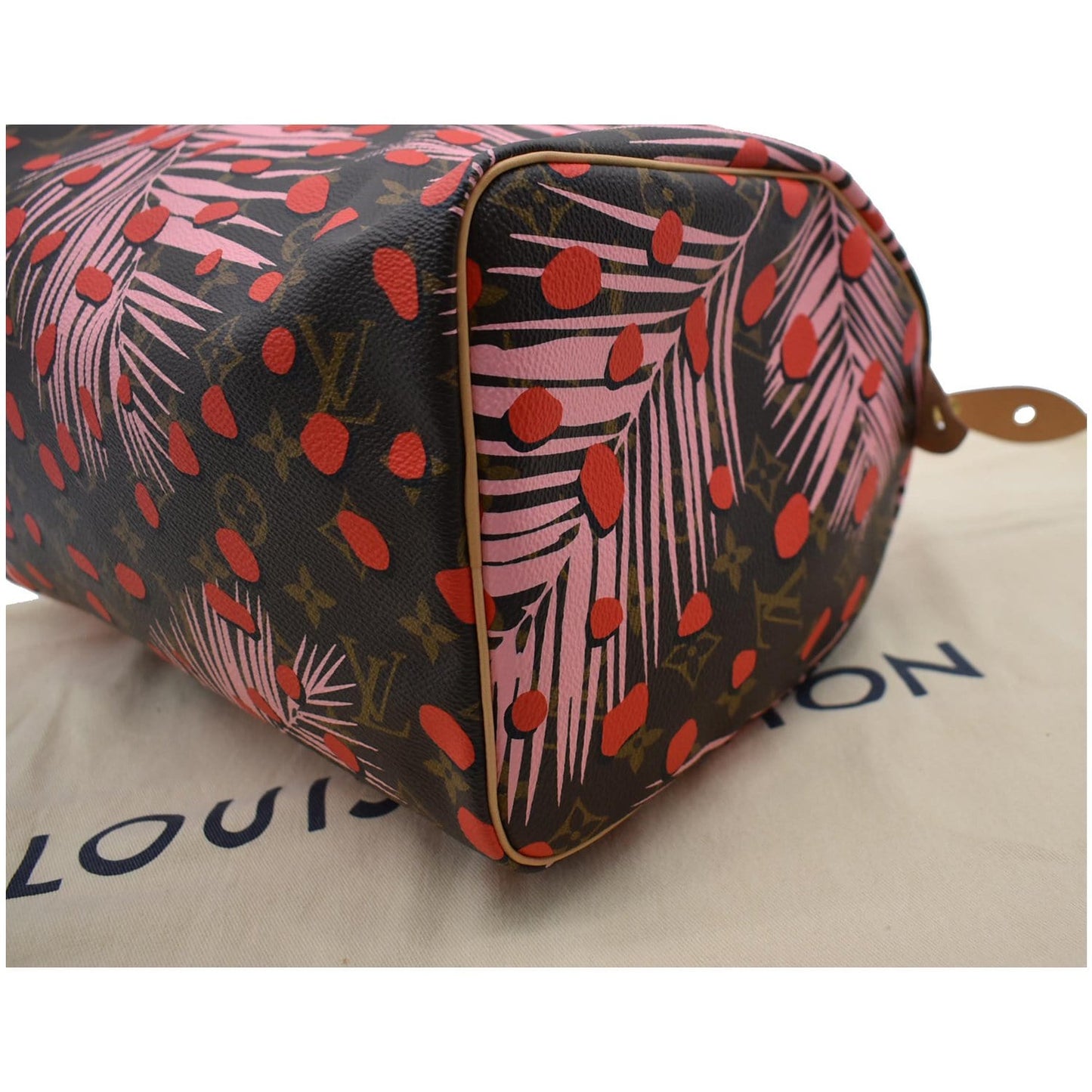 LOUIS VUITTON Speedy 30 Jungle Dots Palm Springs Satchel Bag Brown
