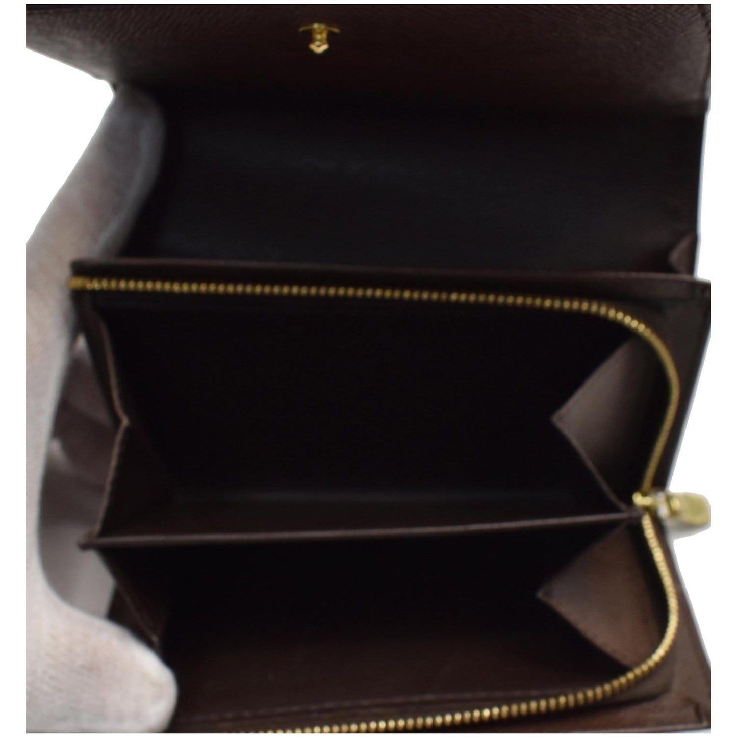 LOUIS VUITTON Porte Monnaie Damier Ebene Billets Tresor Wallet Brown