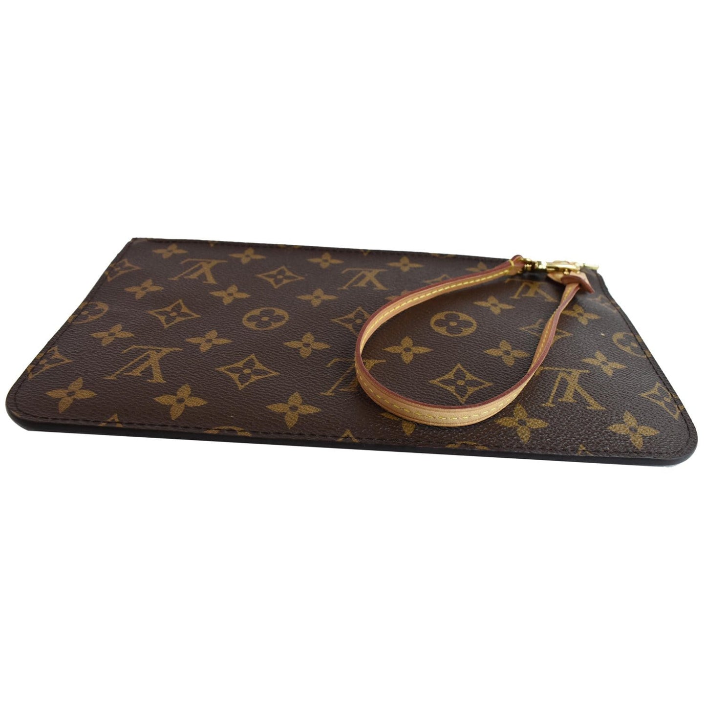 LOUIS VUITTON Pochette Wristlet Pouch Monogram Canvas Neverfull MM Brown